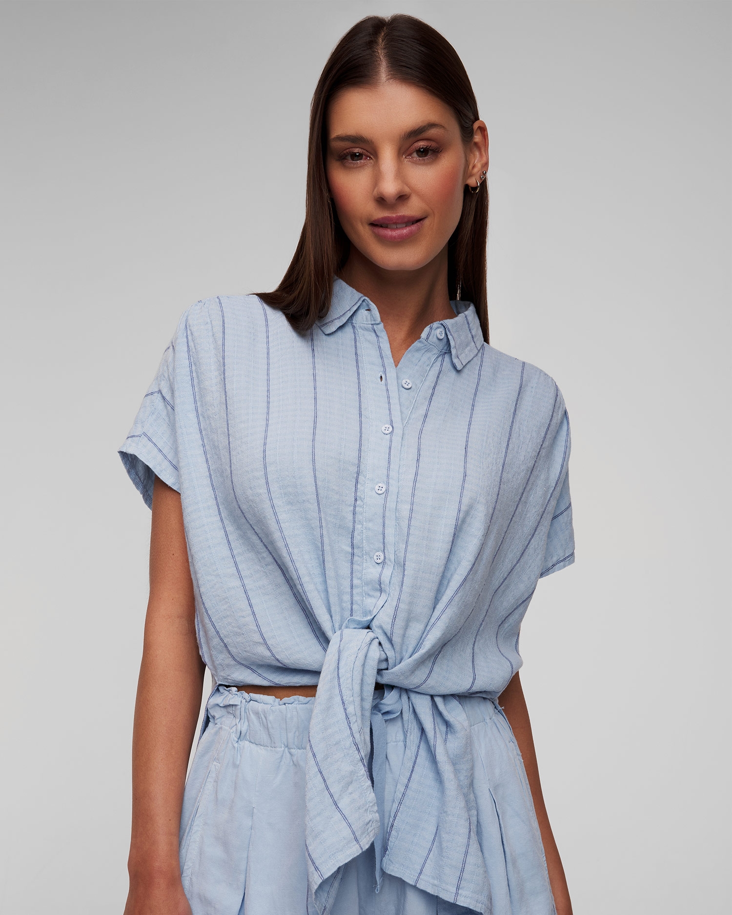 Modrá lněná dámská košile Deha