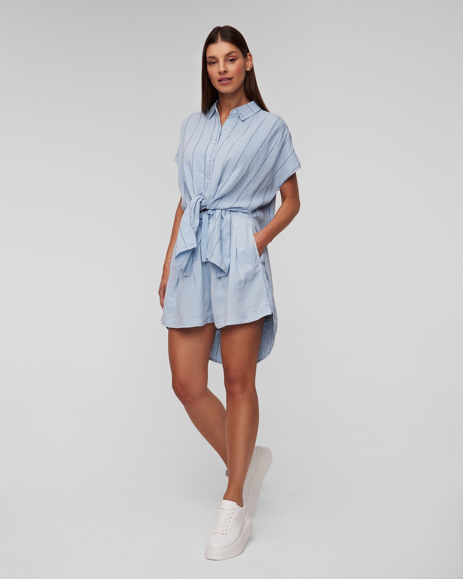 Modrá lněná dámská košile Deha