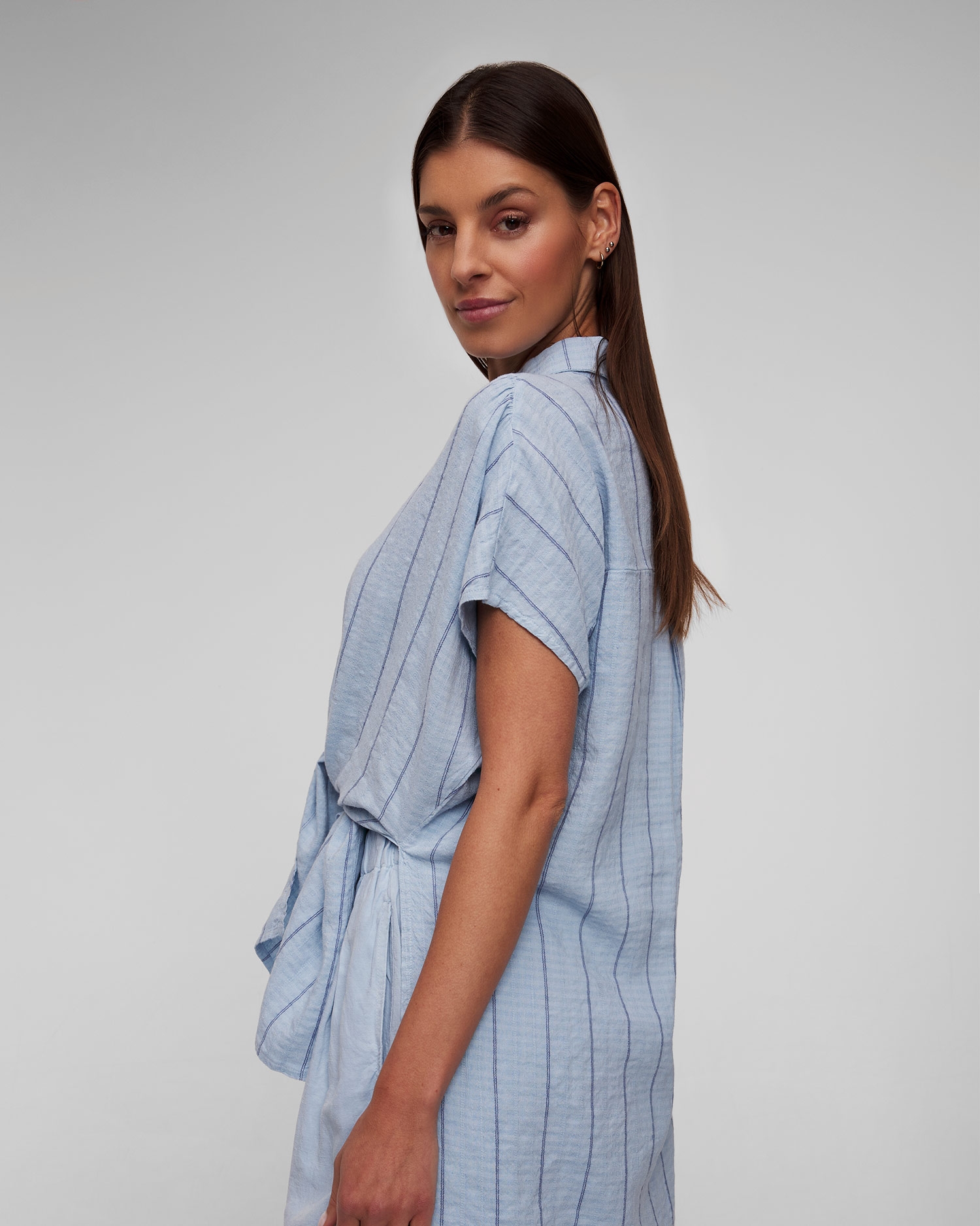 Modrá lněná dámská košile Deha