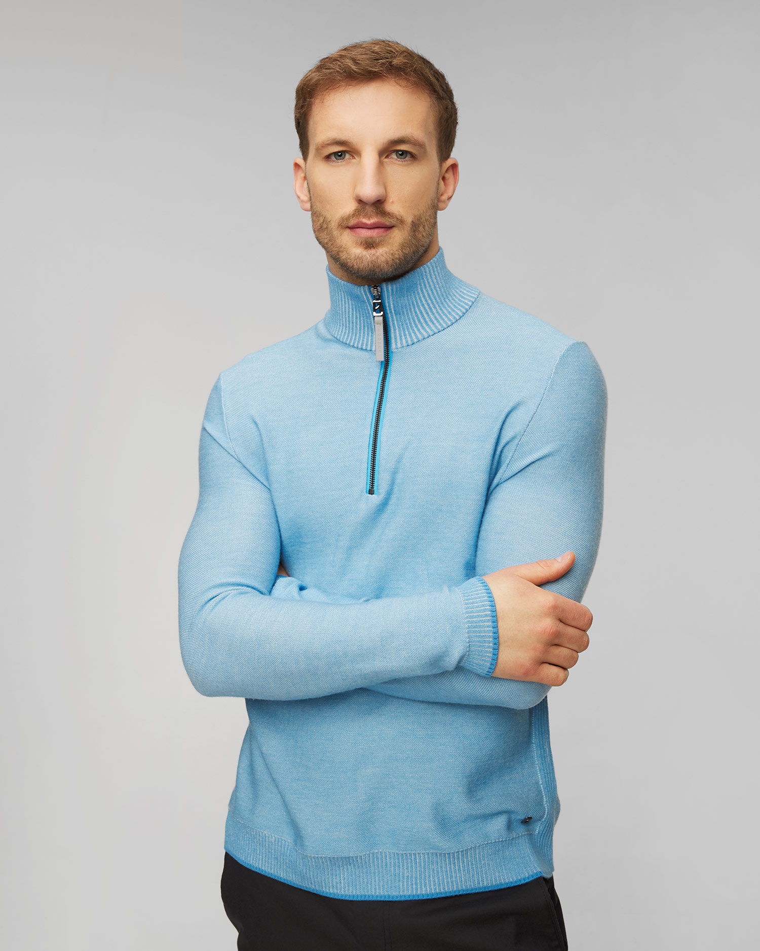 Modrý pánský vlněný svetr BOGNER Lias-1