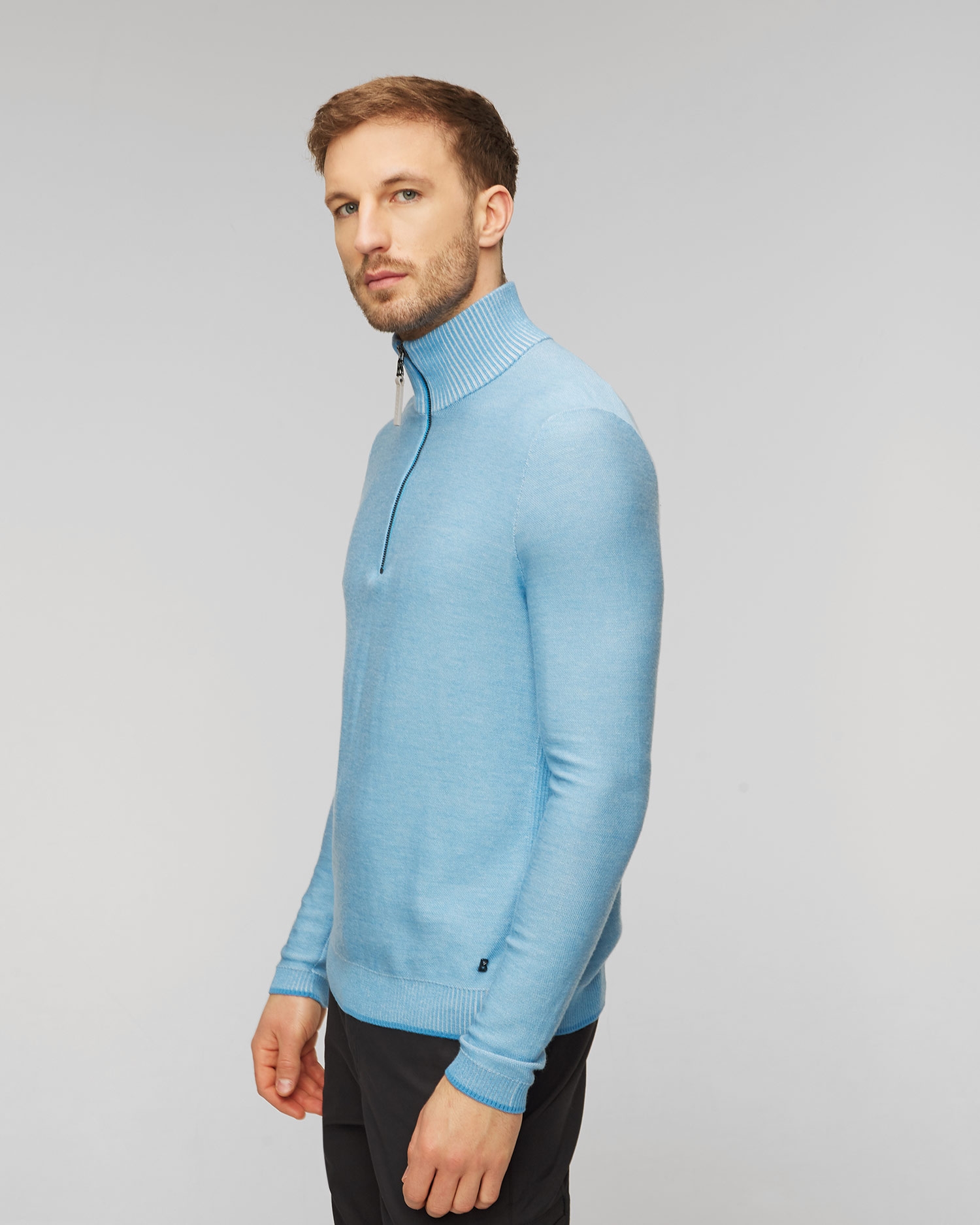 Modrý pánský vlněný svetr BOGNER Lias-1