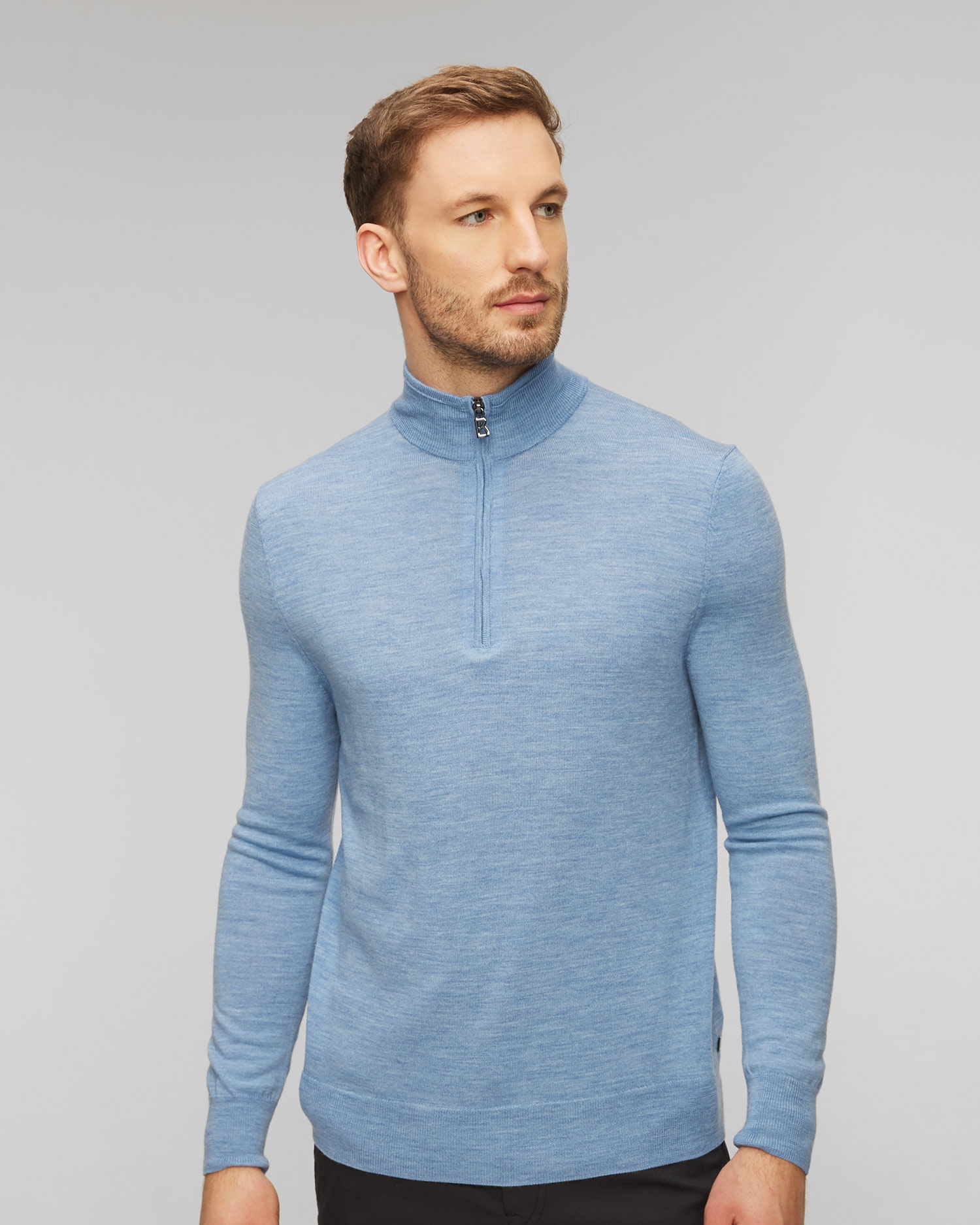Světle modrý pánský vlněný svetr Bogner Jouri