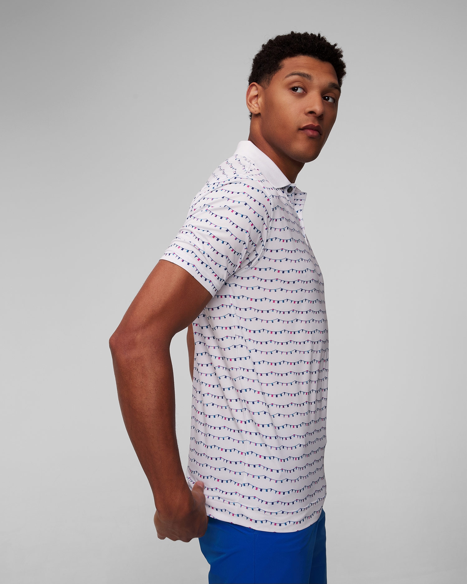 Bílá pánská polokošile FootJoy Eu Flag Banner Print