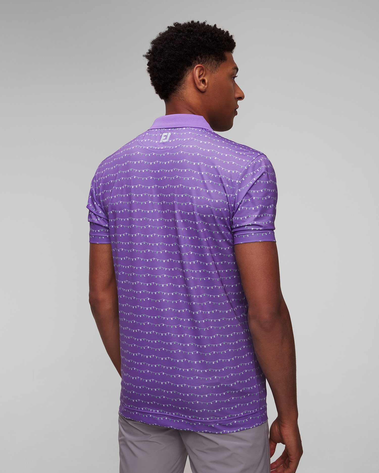 Fialová pánská polokošile FootJoy Eu Thistle Prt Lisle