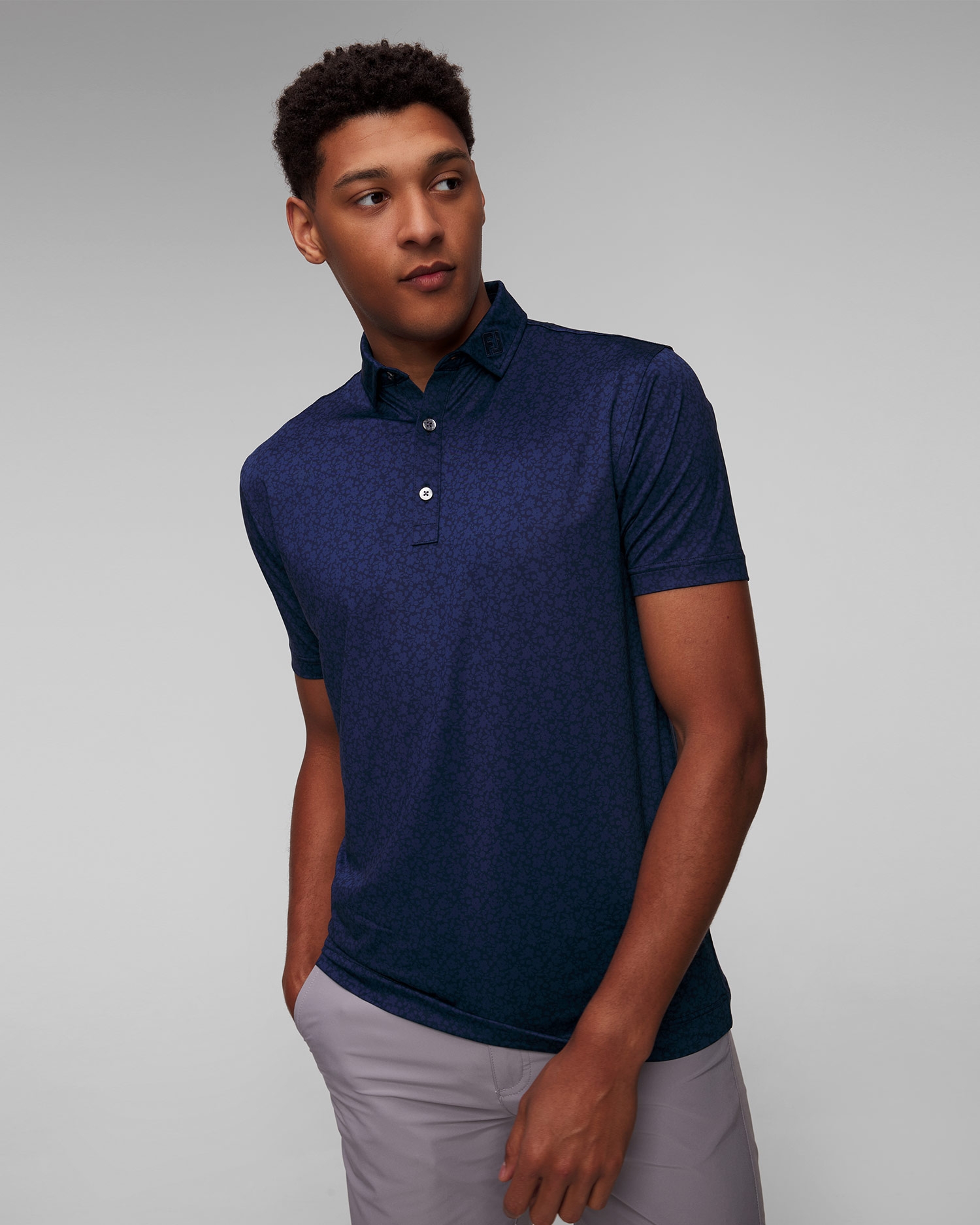 Tmavě modrá pánská polokošile FootJoy Eu Painted Floral