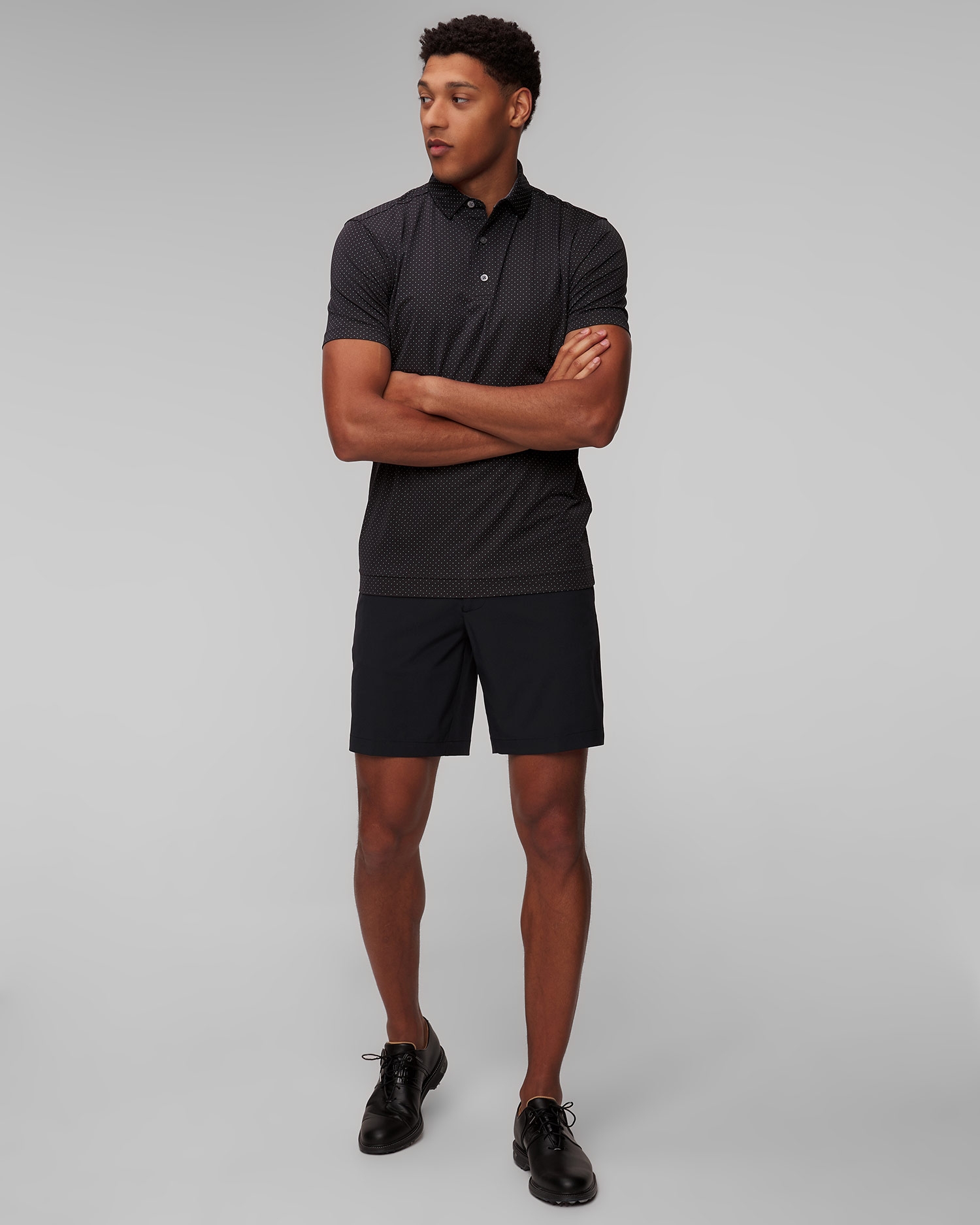 Tmavě šedá pánská polokošile FootJoy Eu S.Lisle Dot Prt