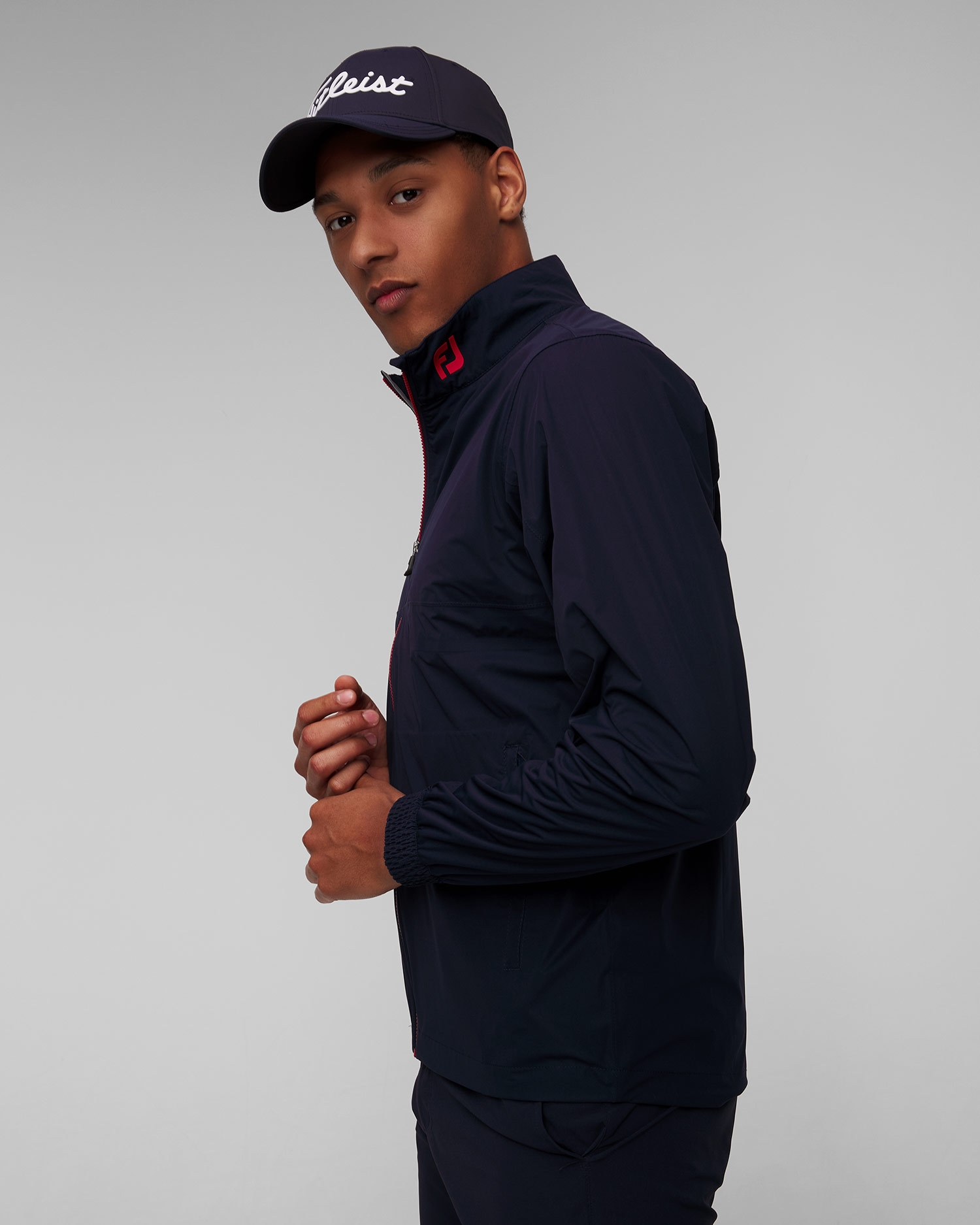 Pánská tmavě modrá nepromokavá bunda FootJoy Eu HydroKnit