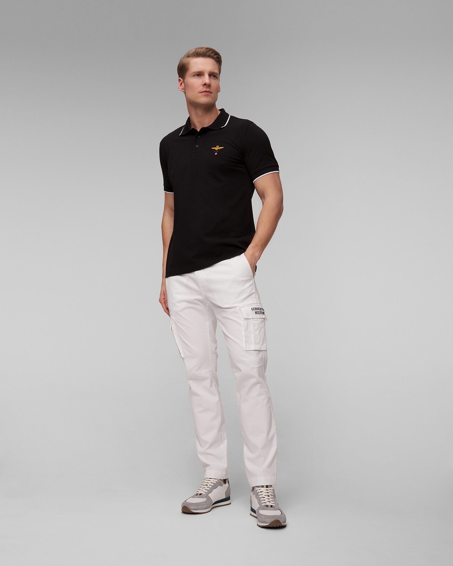 Bílé kožené pánské boty Aeronautica Militare