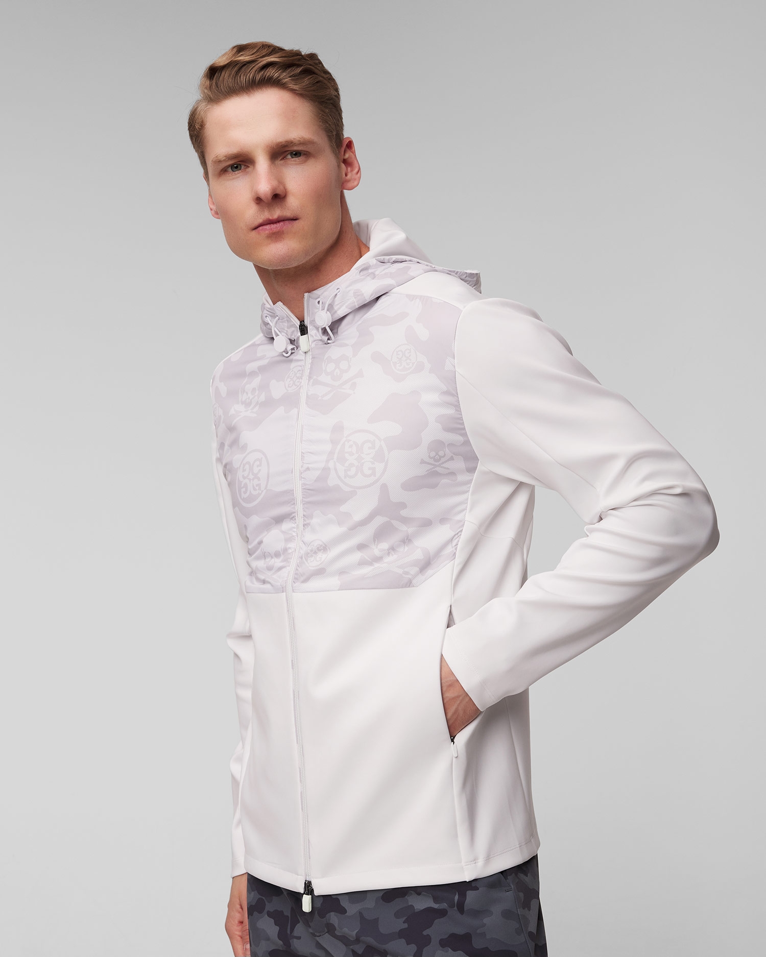 Pánská bílá bunda G/Fore Dazzel Camo Stretch Tech Interlock Performer Jkt