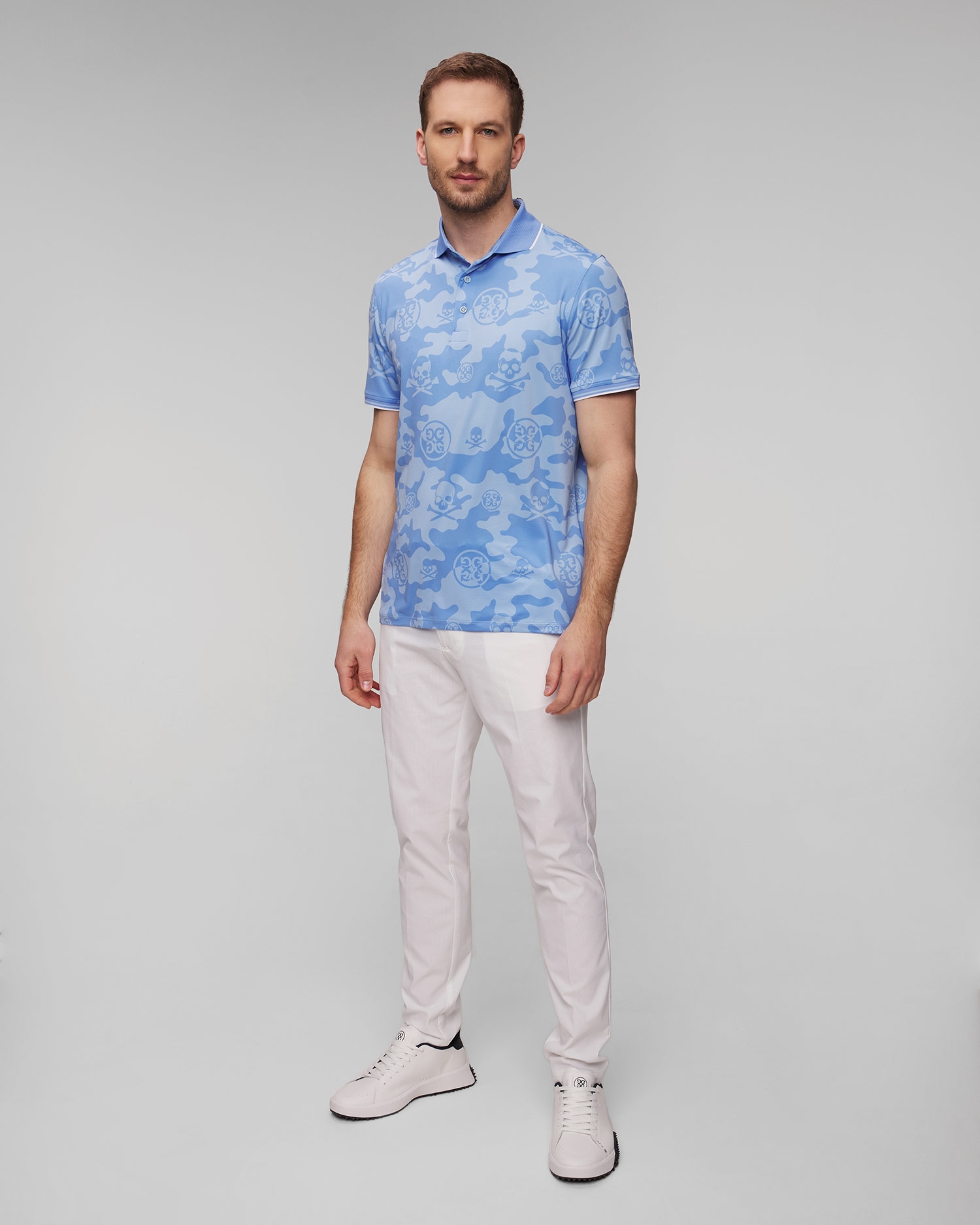 Světle modrá pánská polokošile G/Fore Exploded Camo Tech Jersey Polo