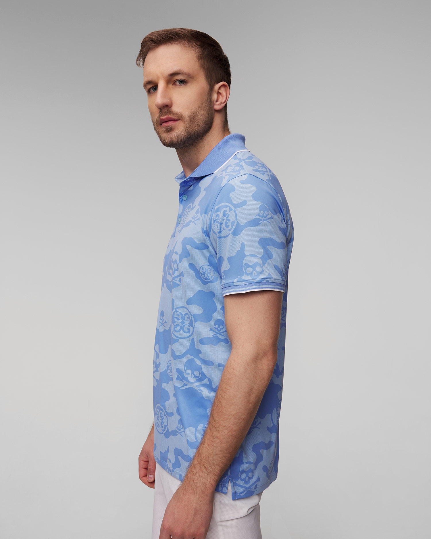 Světle modrá pánská polokošile G/Fore Exploded Camo Tech Jersey Polo