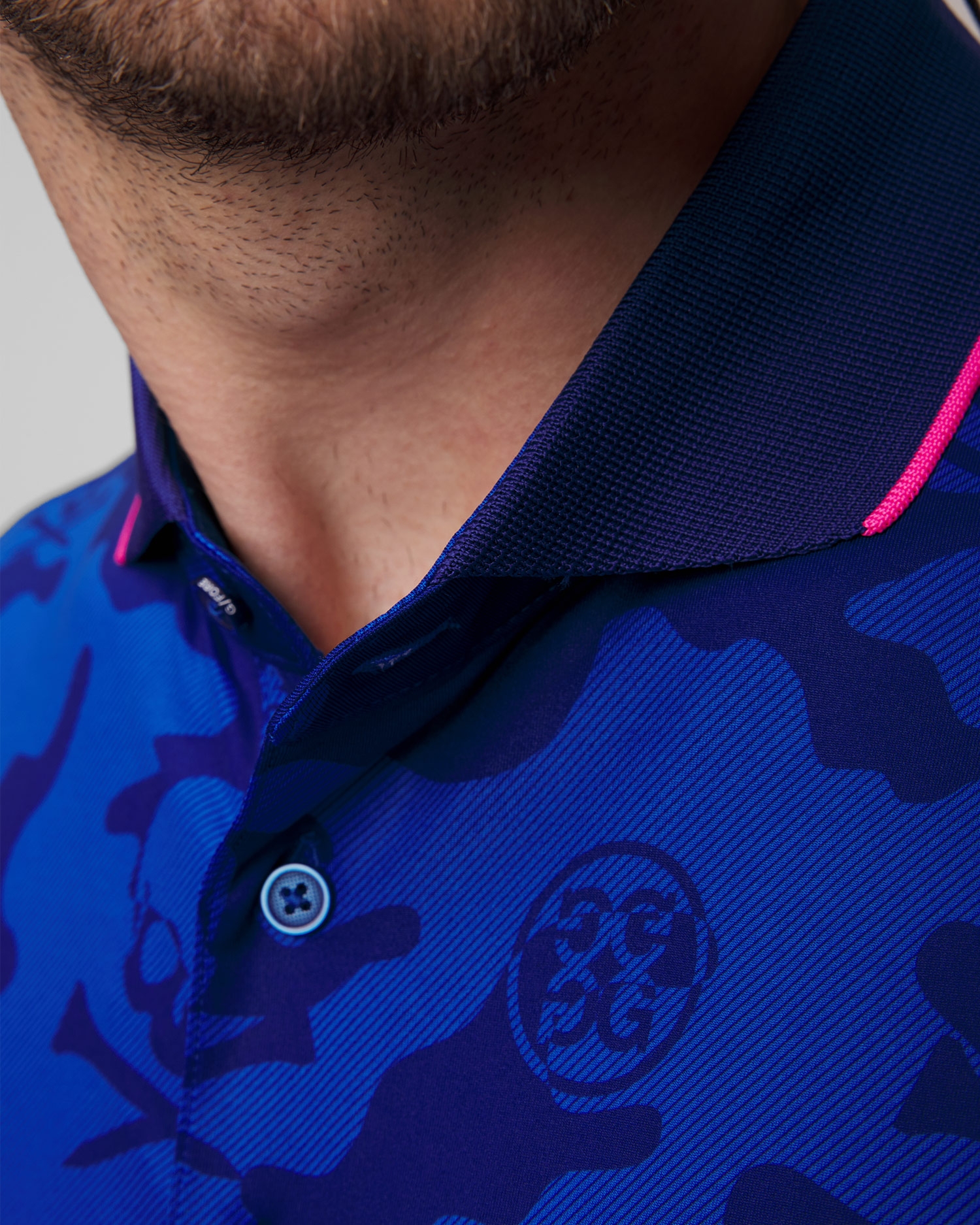 Tmavě modrá pánská polokošile G/Fore Exploded Camo Tech Jersey Polo