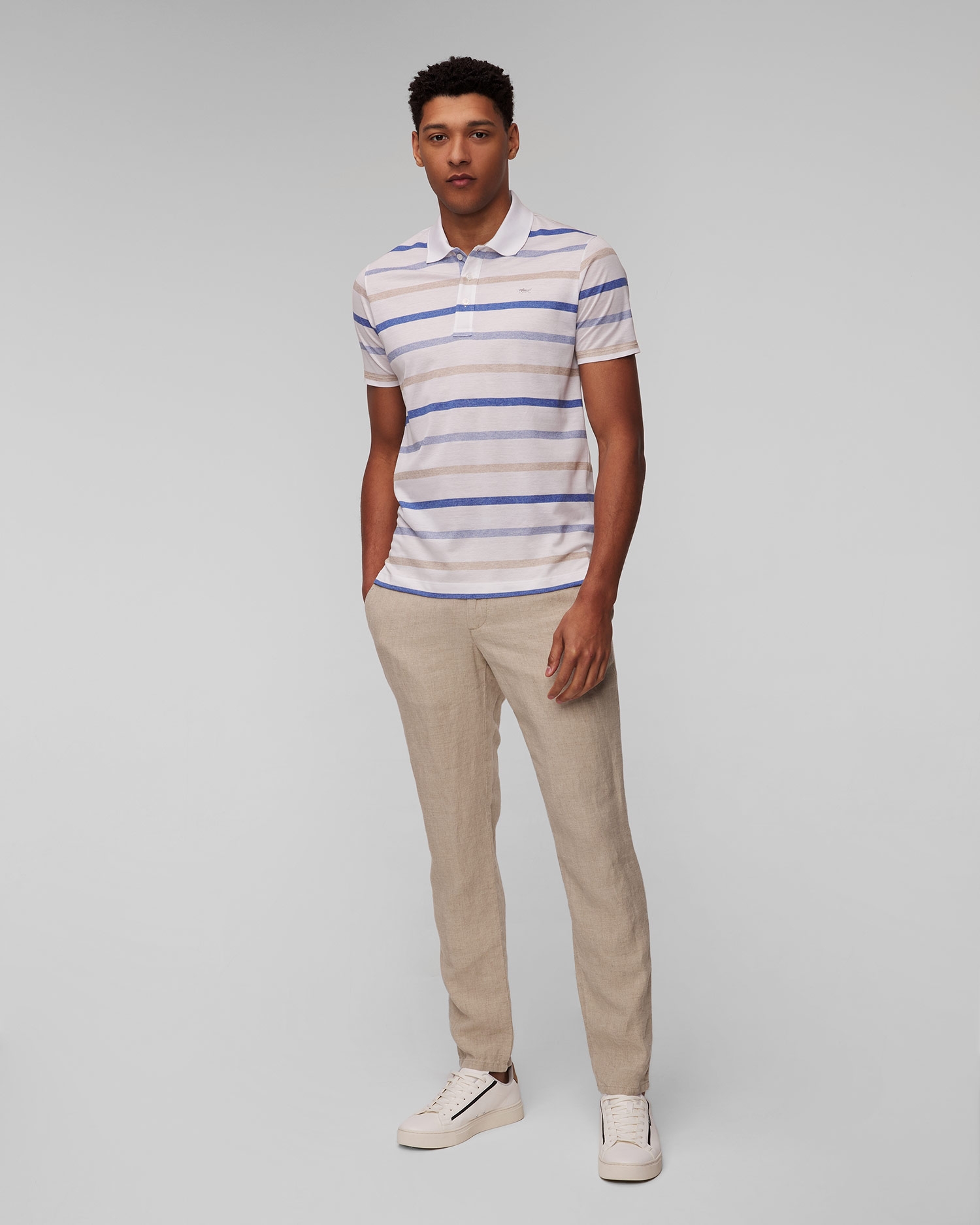 Béžové pánské lněné kalhoty Alberto House-Pure Linen