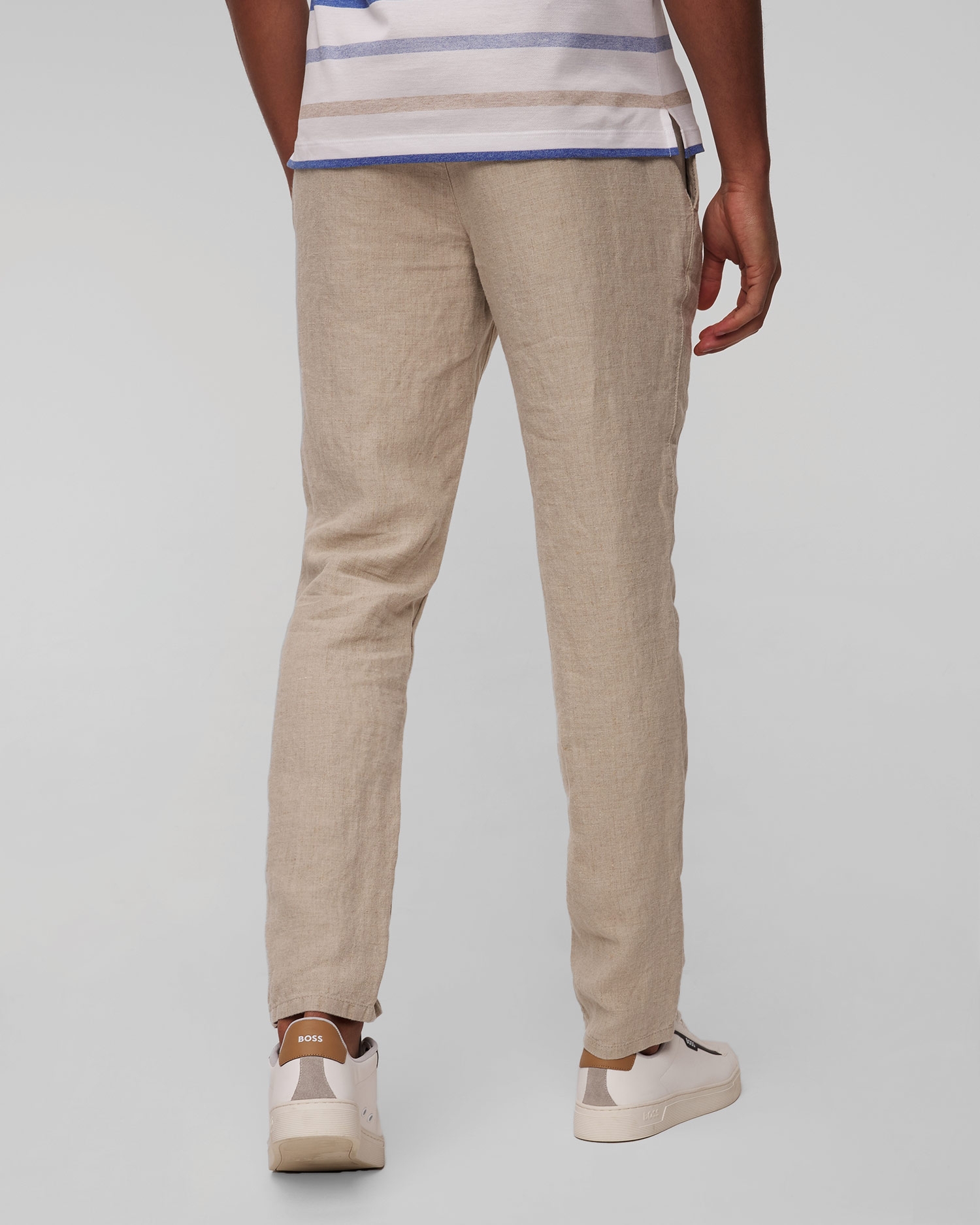 Béžové pánské lněné kalhoty Alberto House-Pure Linen