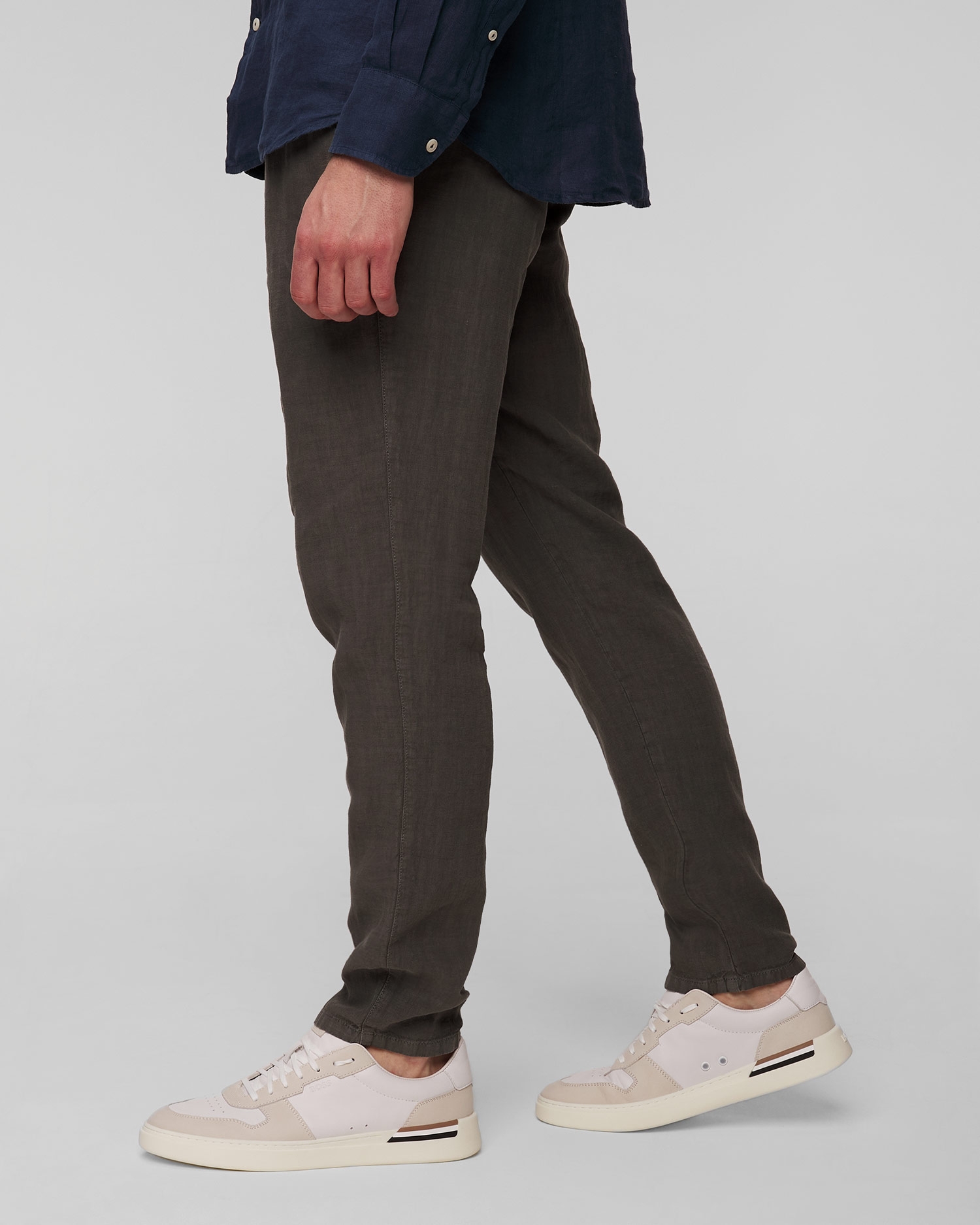 Šedé pánské lněné kalhoty Alberto House-Pure Linen