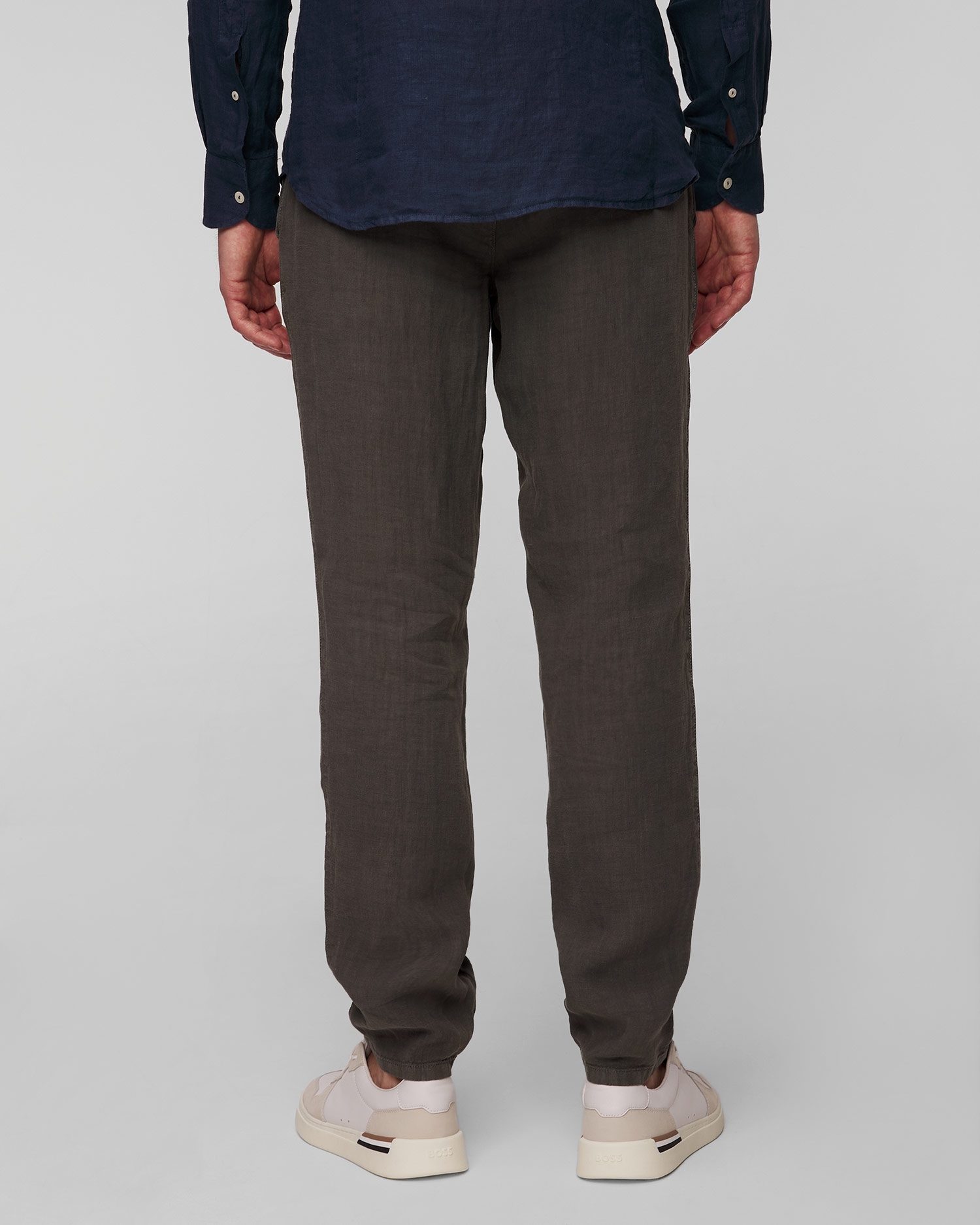 Šedé pánské lněné kalhoty Alberto House-Pure Linen