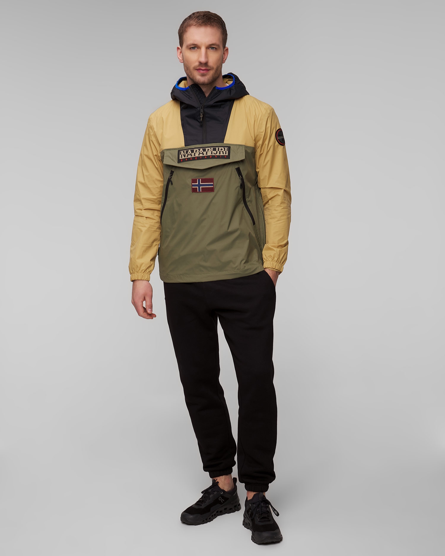 Pánská funkční nepromokavá bunda Napapijri Rainforest Wb v Zeleném, Černém a Béžovém Barevném Odstínu