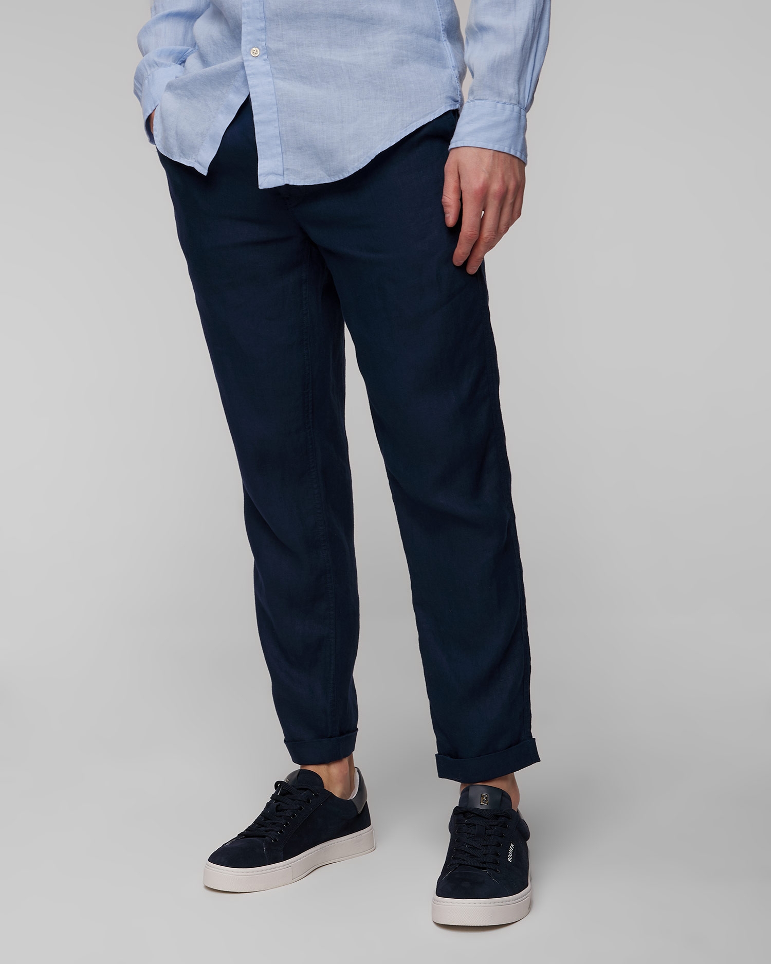 Tmavě modré pánské lněné kalhoty Polo Ralph Lauren