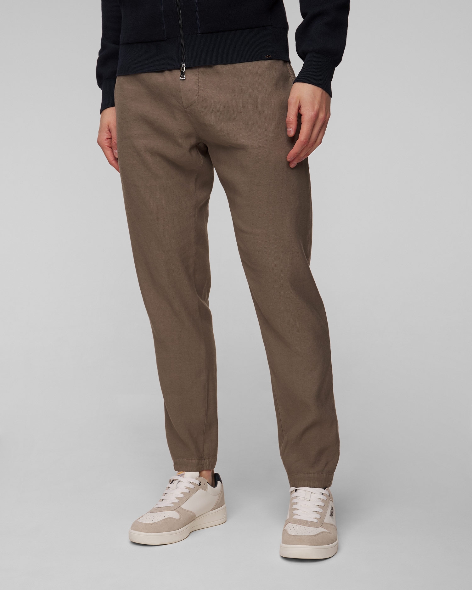 Hnědé pánské lněné kalhoty Dondup