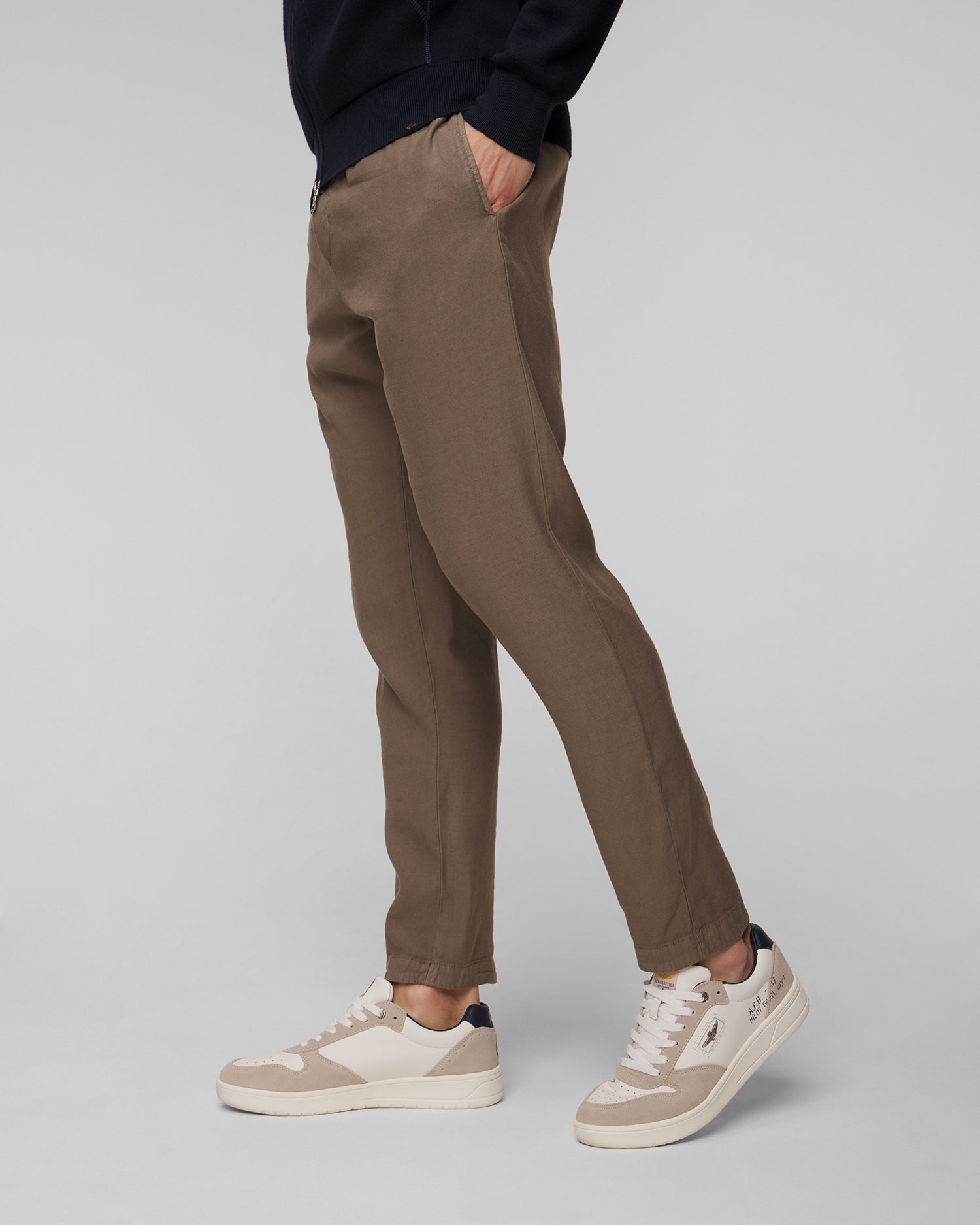 Hnědé pánské lněné kalhoty Dondup