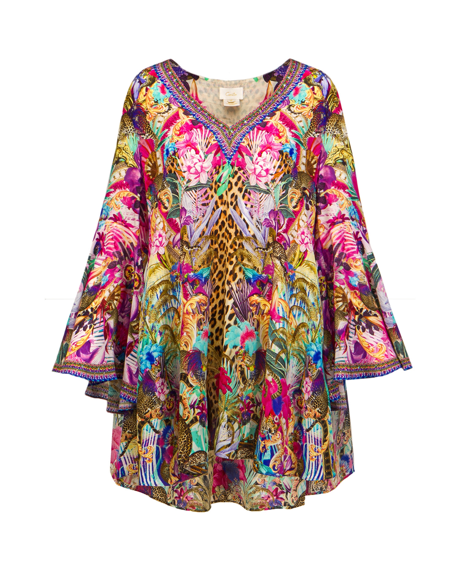 Šaty Camilla V-Neck Flared Sleeve Mini Dress