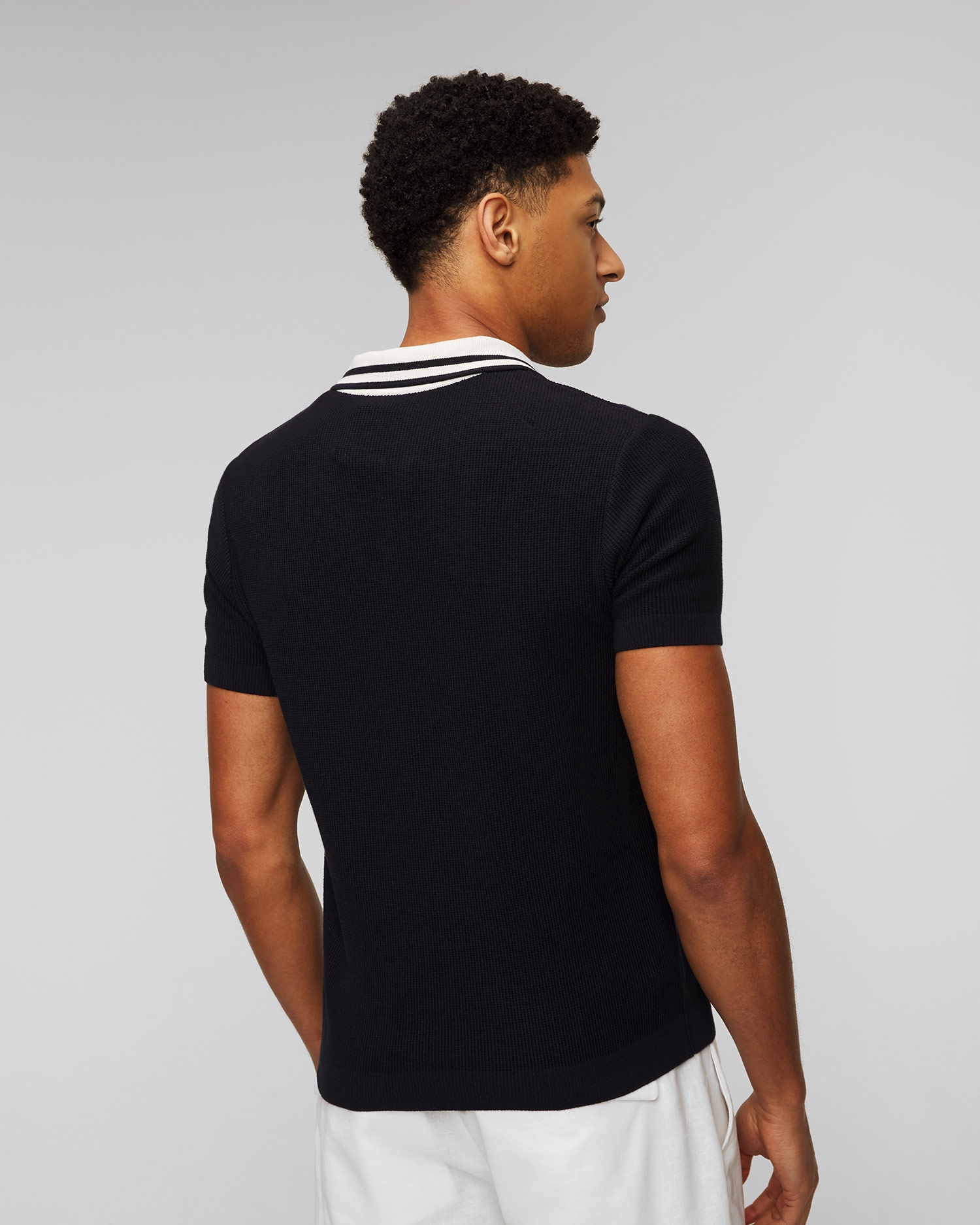 Tmavě modrá pánská polokošile z úpletu Paul&Shark