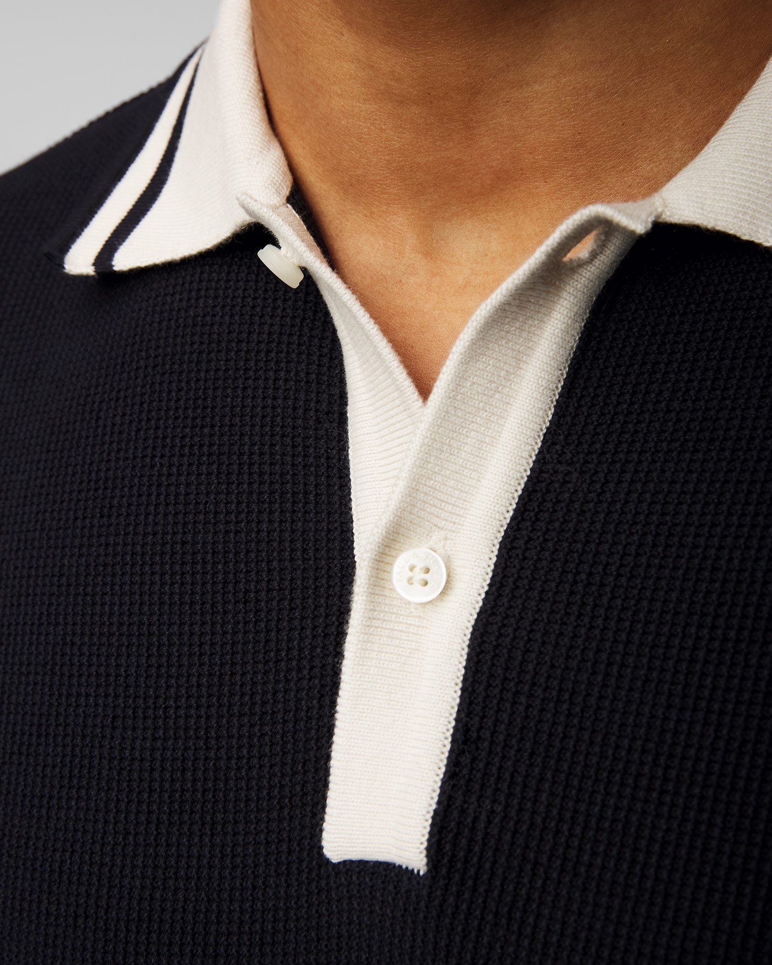 Tmavě modrá pánská polokošile z úpletu Paul&Shark