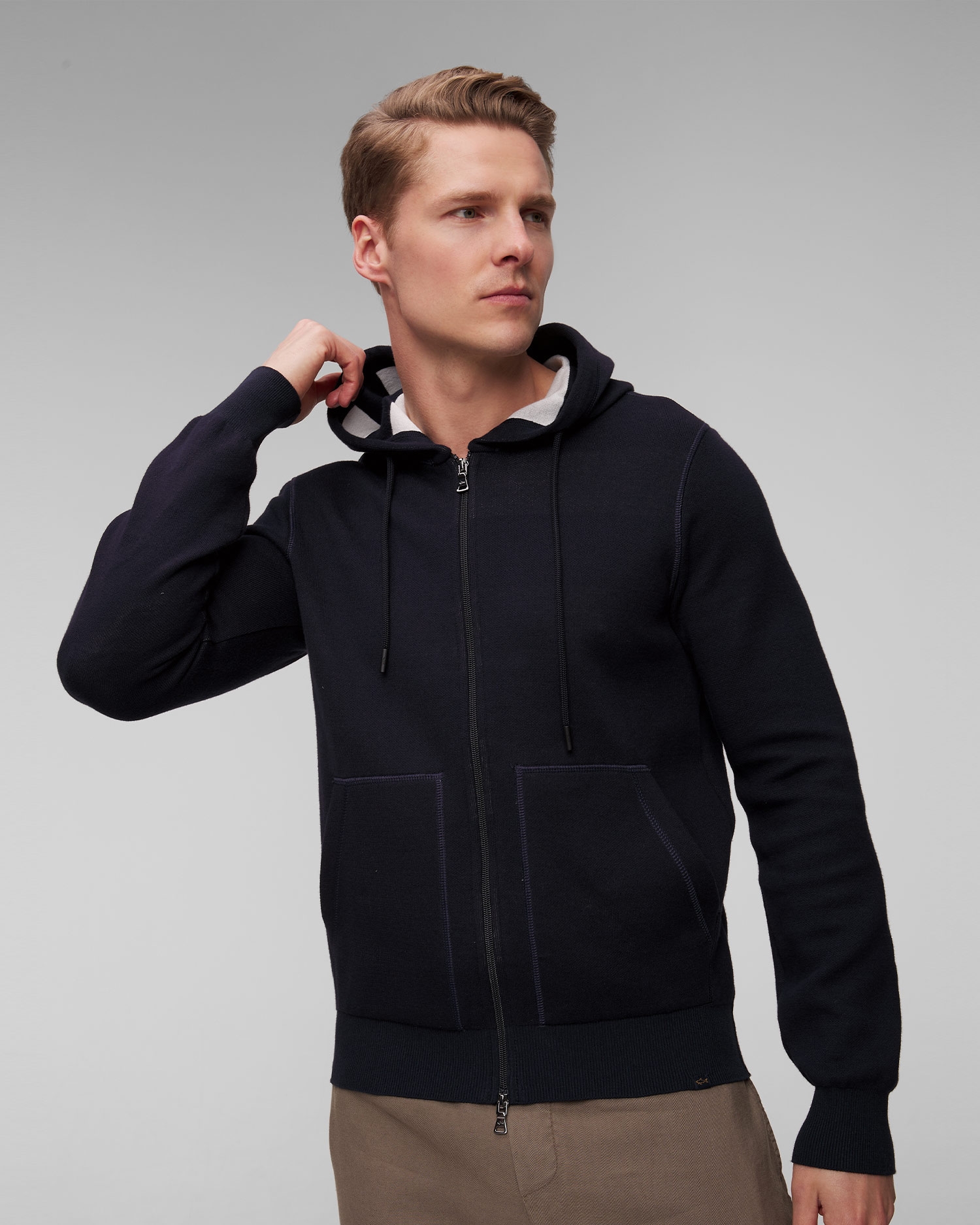 Tmavě modrý pánský svetr na zip Paul&Shark