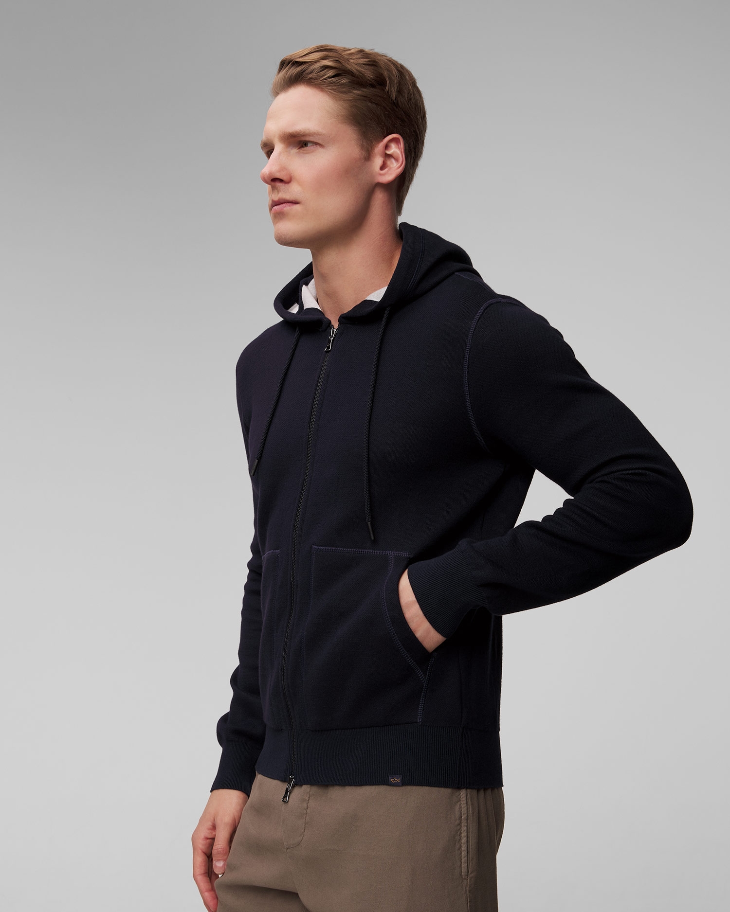 Tmavě modrý pánský svetr na zip Paul&Shark