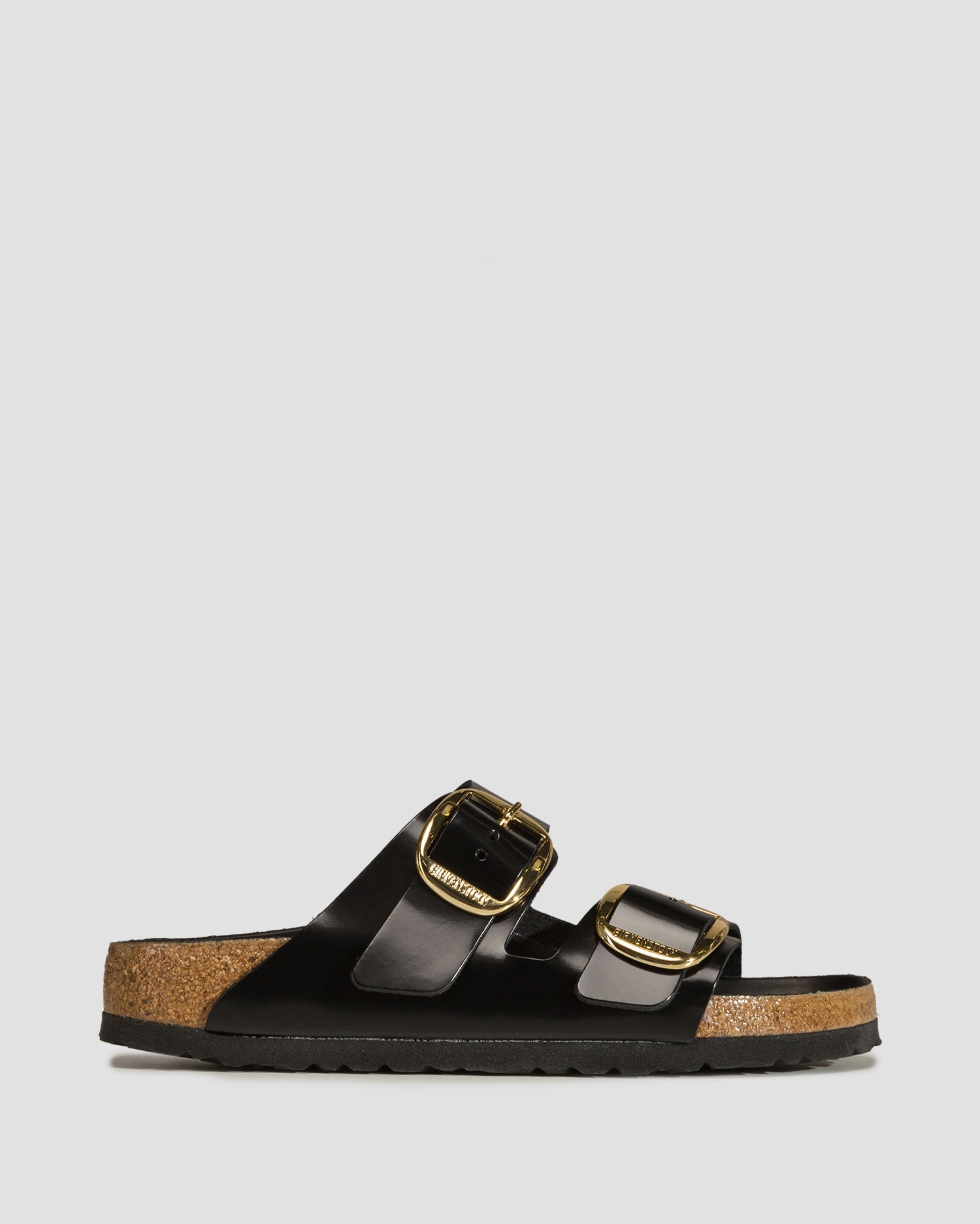 Černé dámské pantofle Birkenstock Arizona Natural Leather Patent Narrow