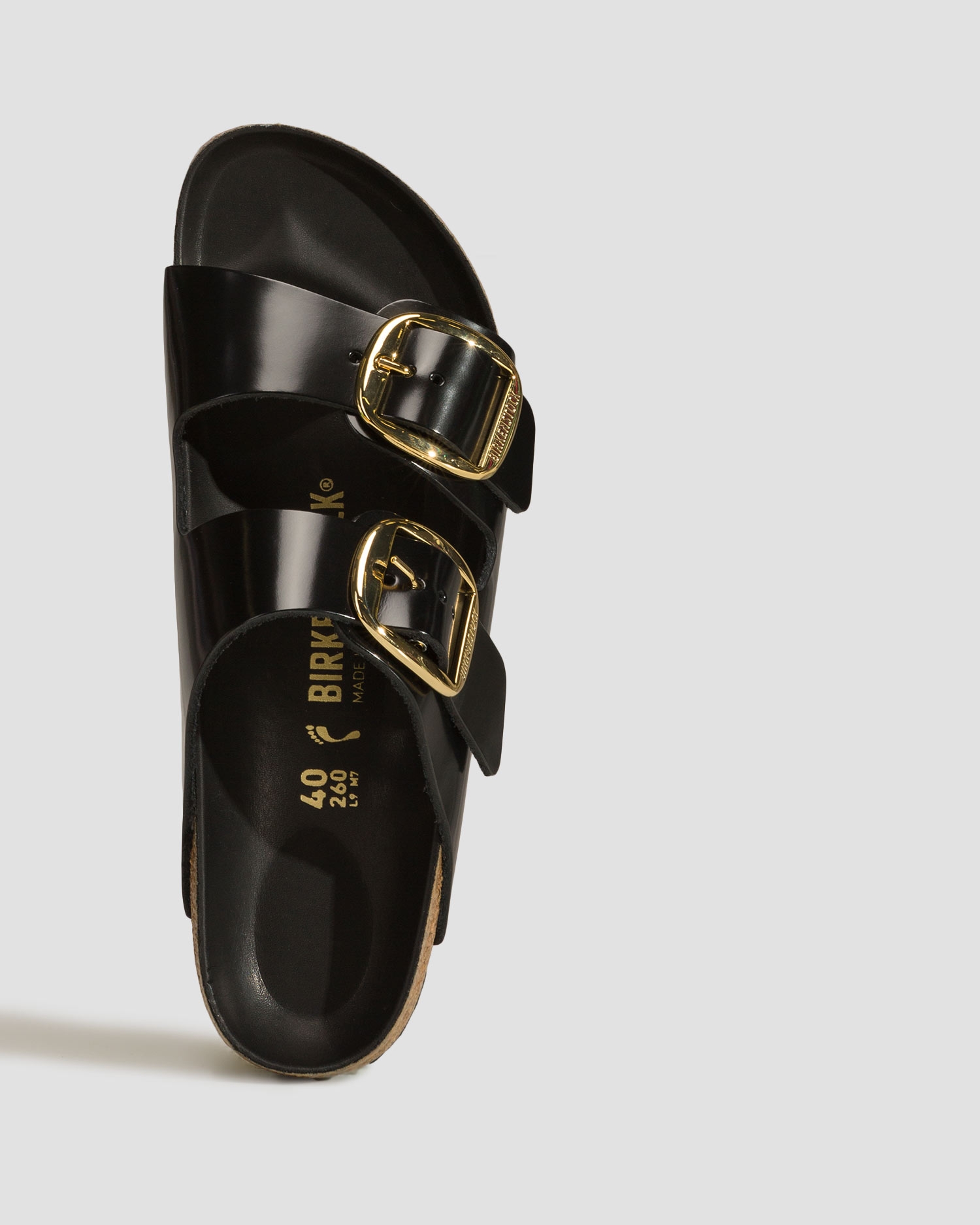 Černé dámské pantofle Birkenstock Arizona Natural Leather Patent Narrow