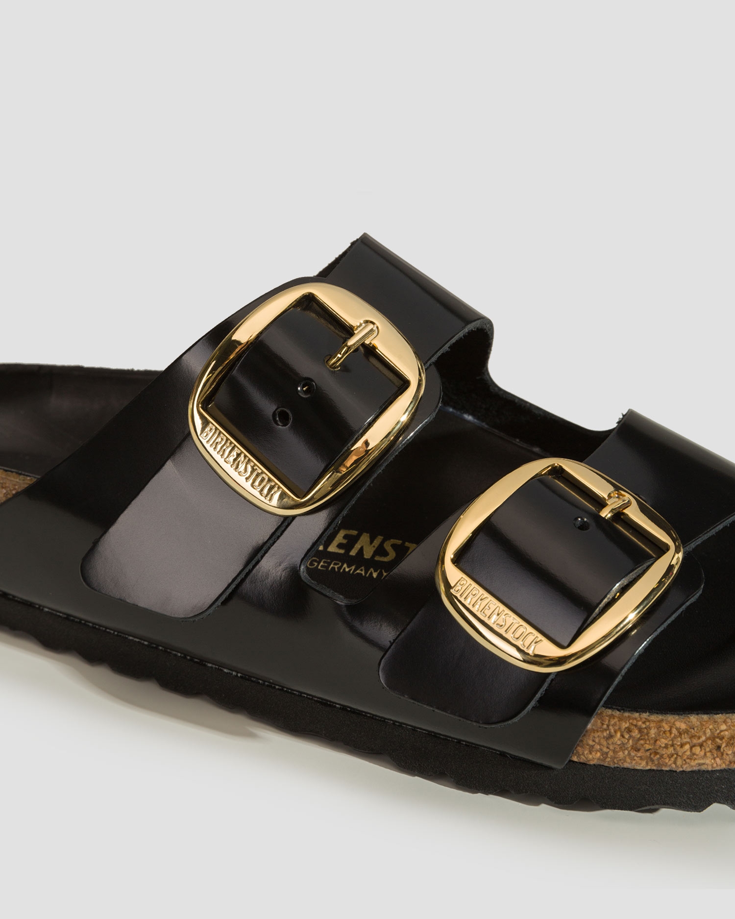 Černé dámské pantofle Birkenstock Arizona Natural Leather Patent Narrow