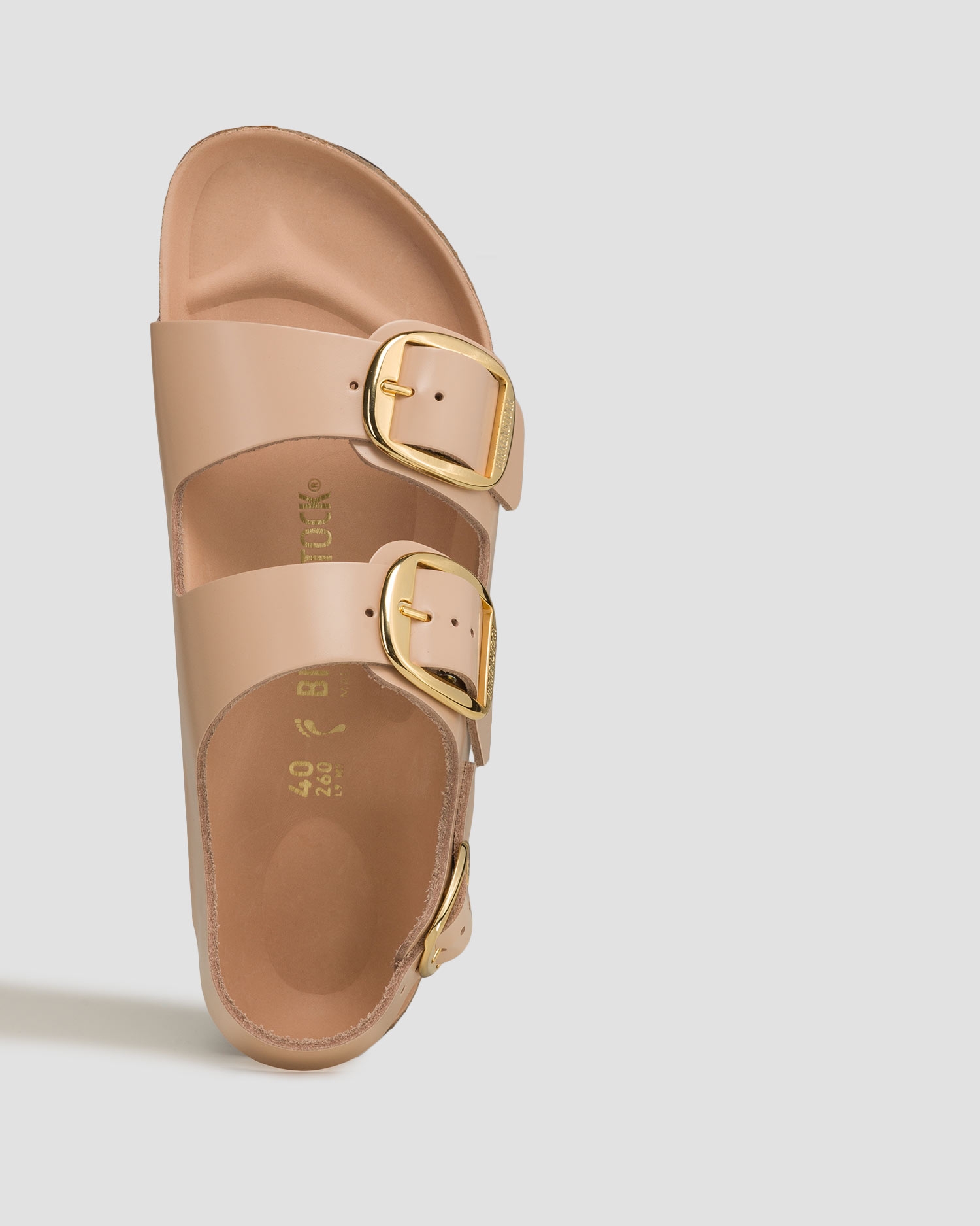 Béžové dámské sandále Birkenstock Milano Big Buckle Natural Leather Patent Narrow