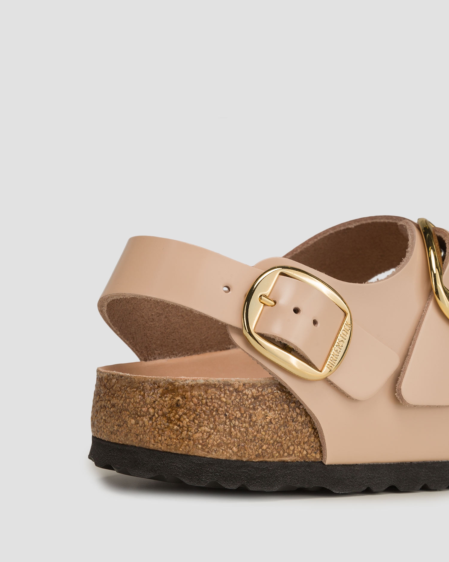 Béžové dámské sandále Birkenstock Milano Big Buckle Natural Leather Patent Narrow