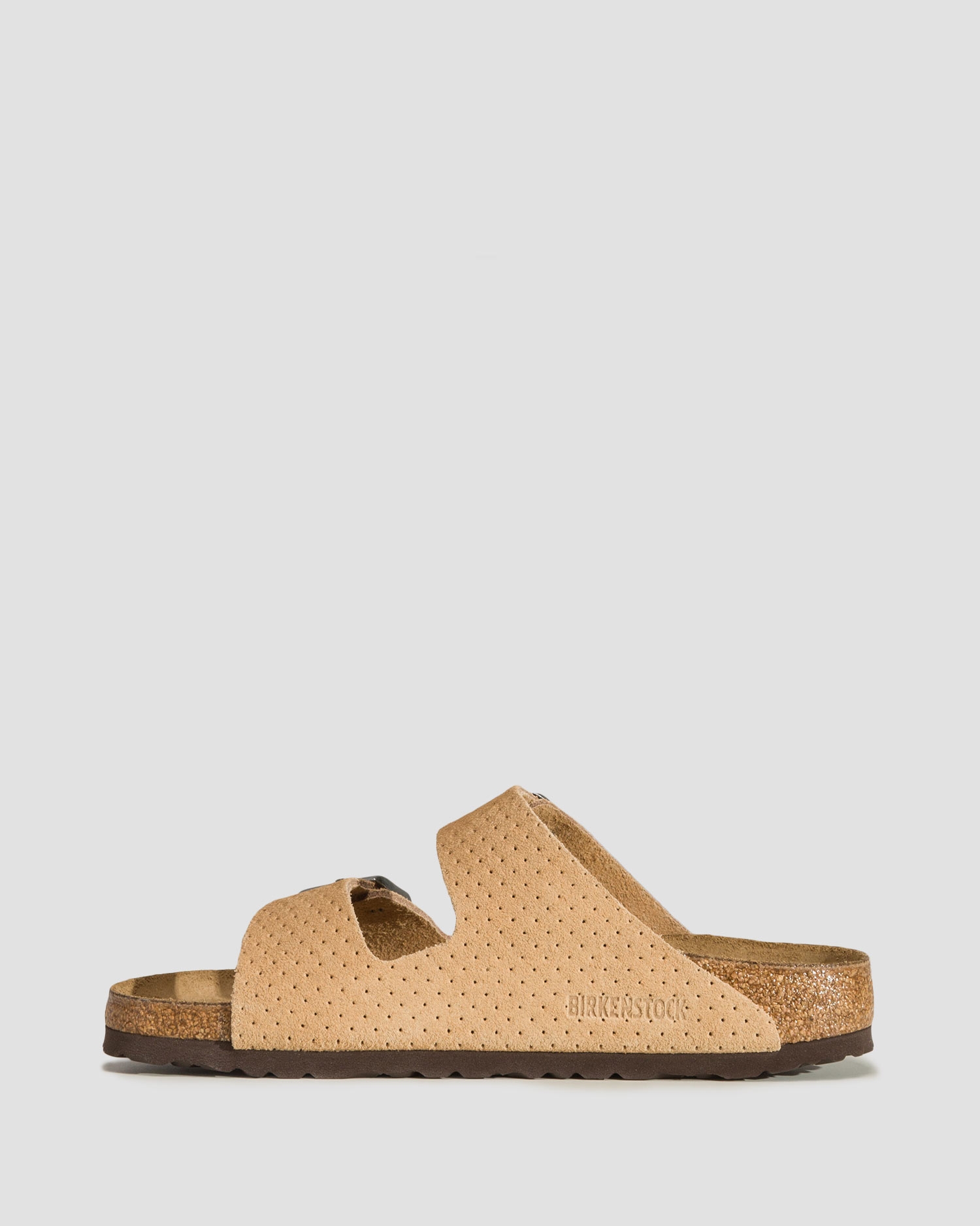 Béžové dámské pantofle Birkenstock Arizona Suede Embossed Narrow