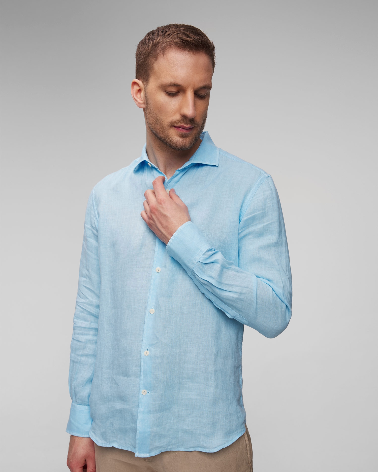 Modrá pánská lněná košile MC2 Saint Barth