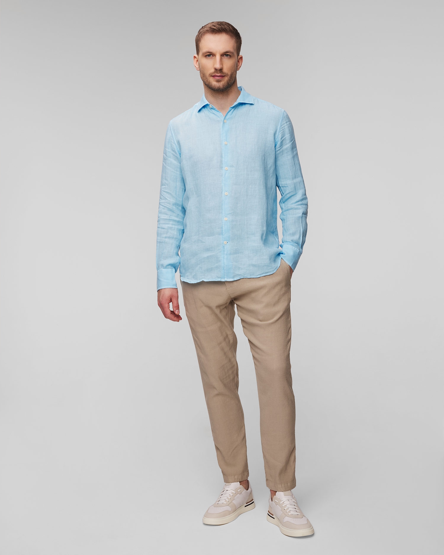 Modrá pánská lněná košile MC2 Saint Barth