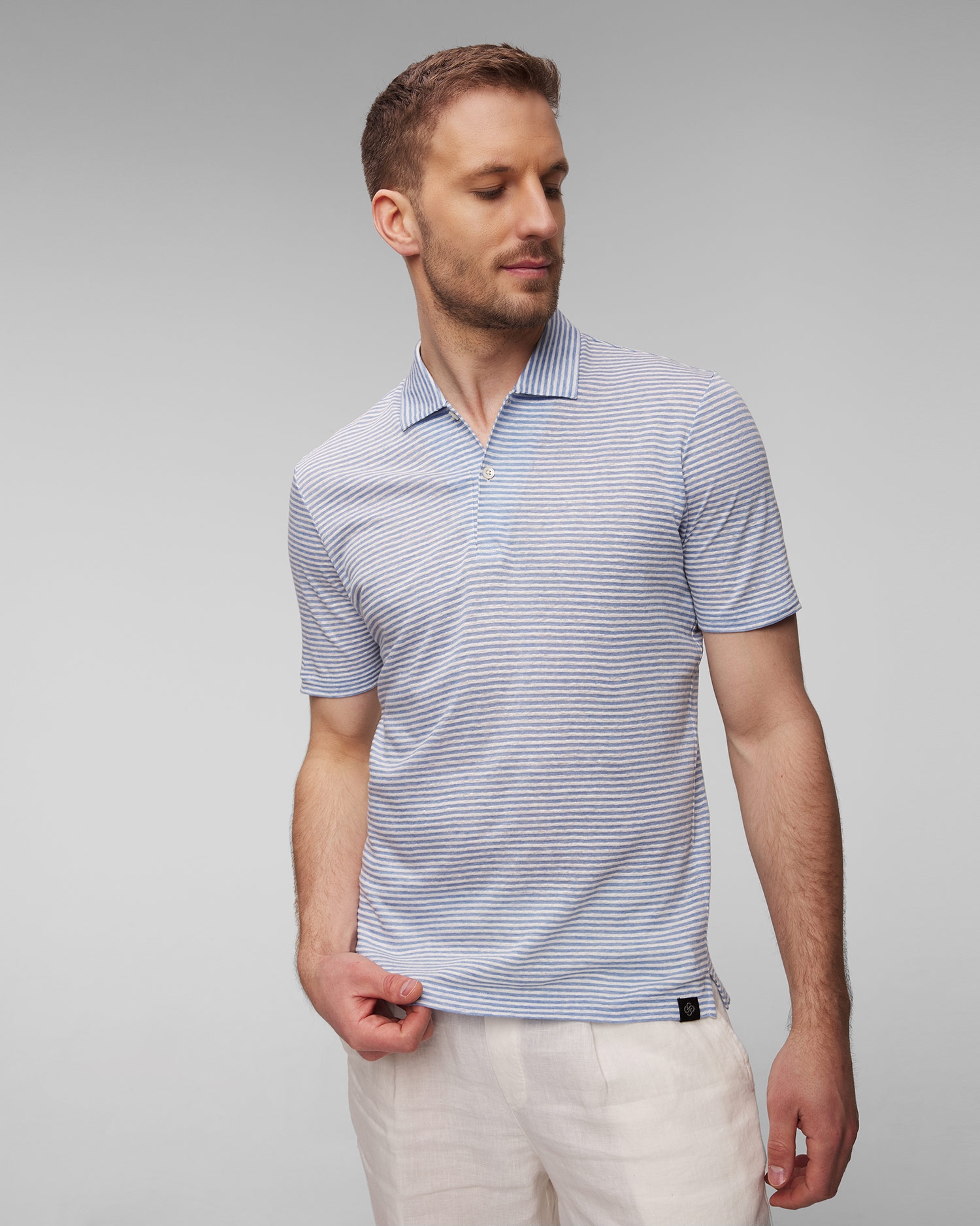 Lněná polokošile s pruhovaným vzorem Gran Sasso