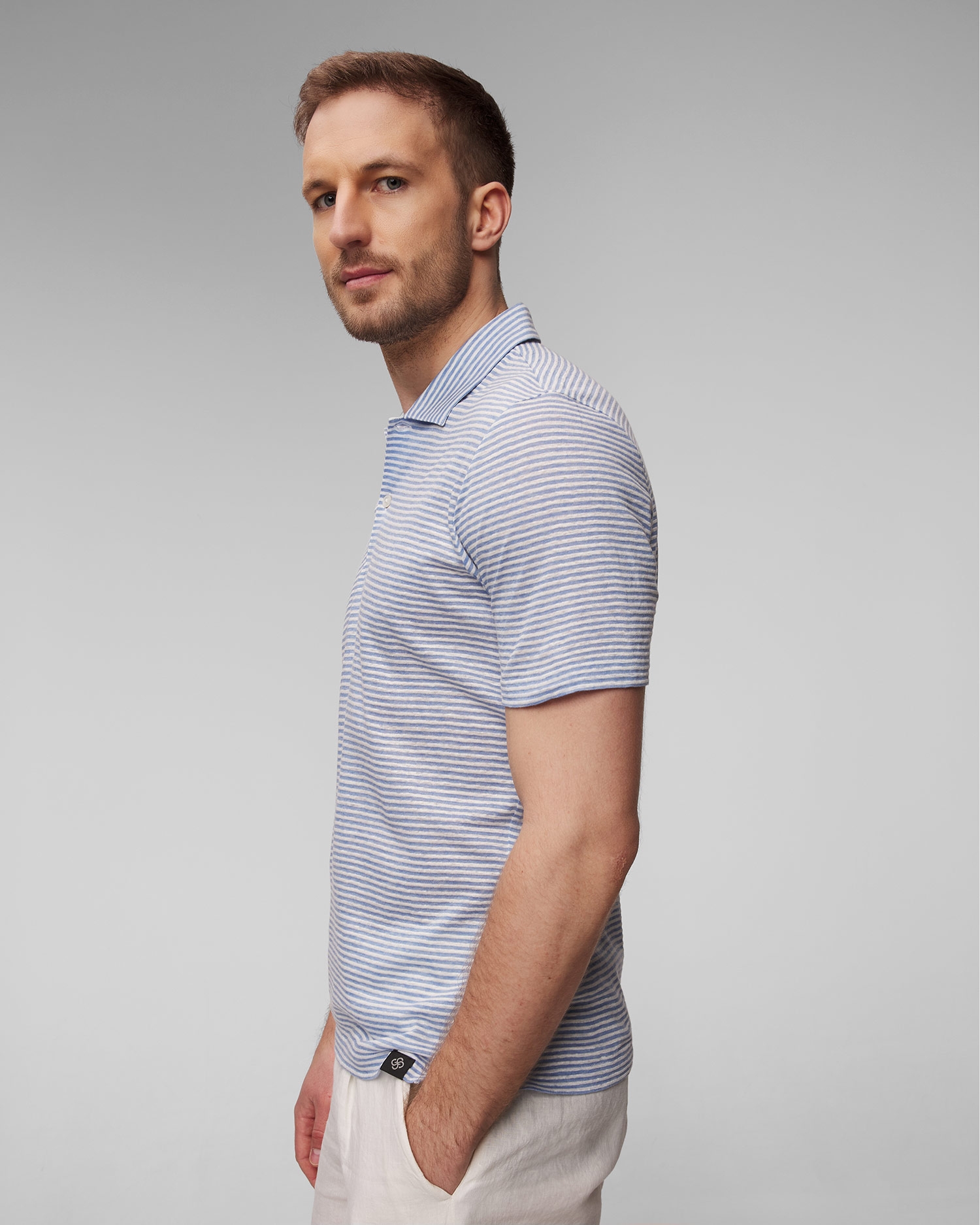 Lněná polokošile s pruhovaným vzorem Gran Sasso