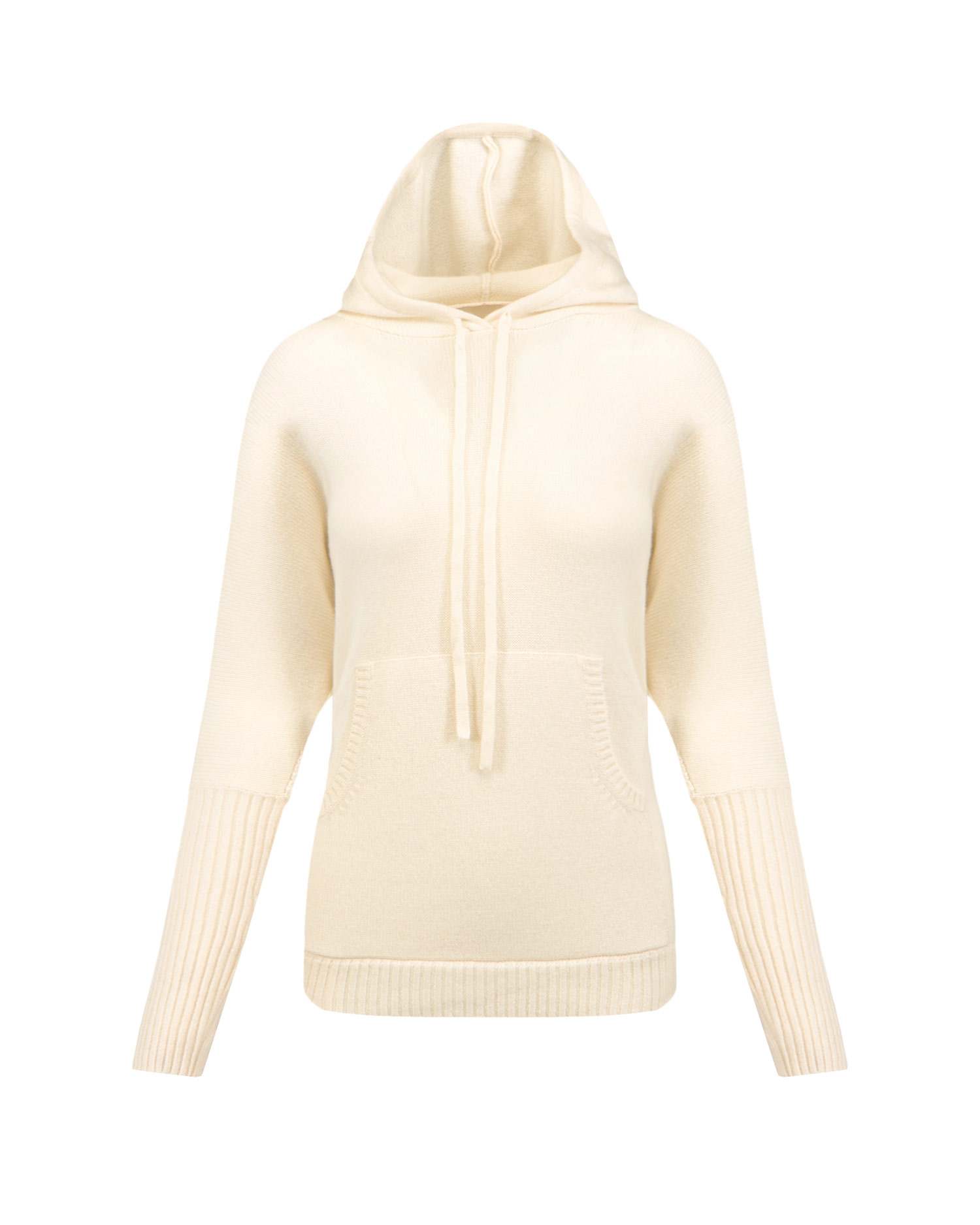 Bílý dámský kašmírový svetr s kapucou Kujten Reena