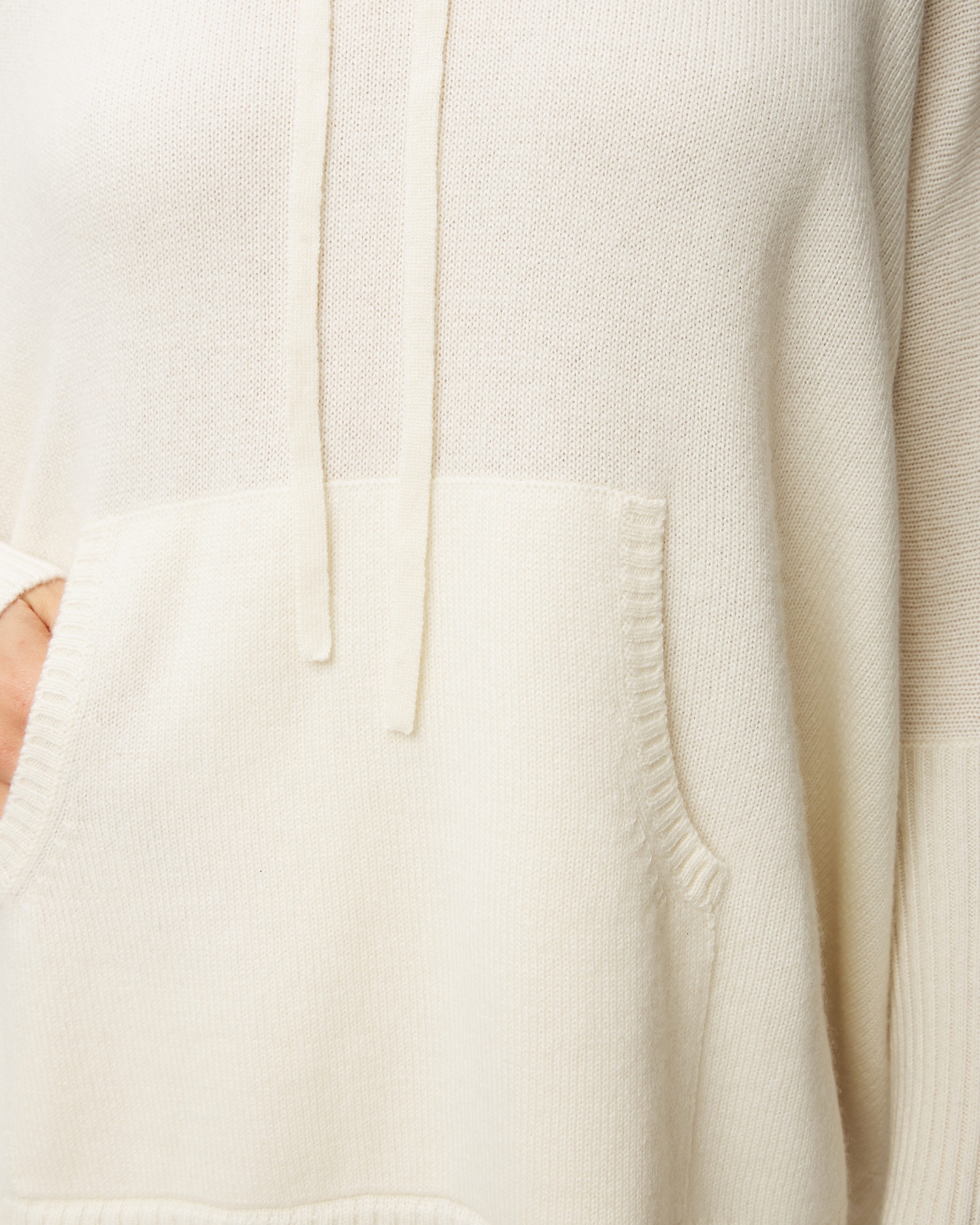 Bílý dámský kašmírový svetr s kapucou Kujten Reena