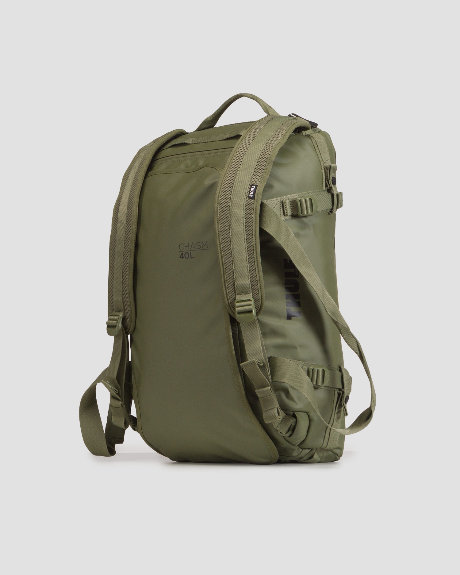Zelené cestovní zavazadlo s funkcí 2 v 1 Thule Chasm Duffel Bag 40L 
