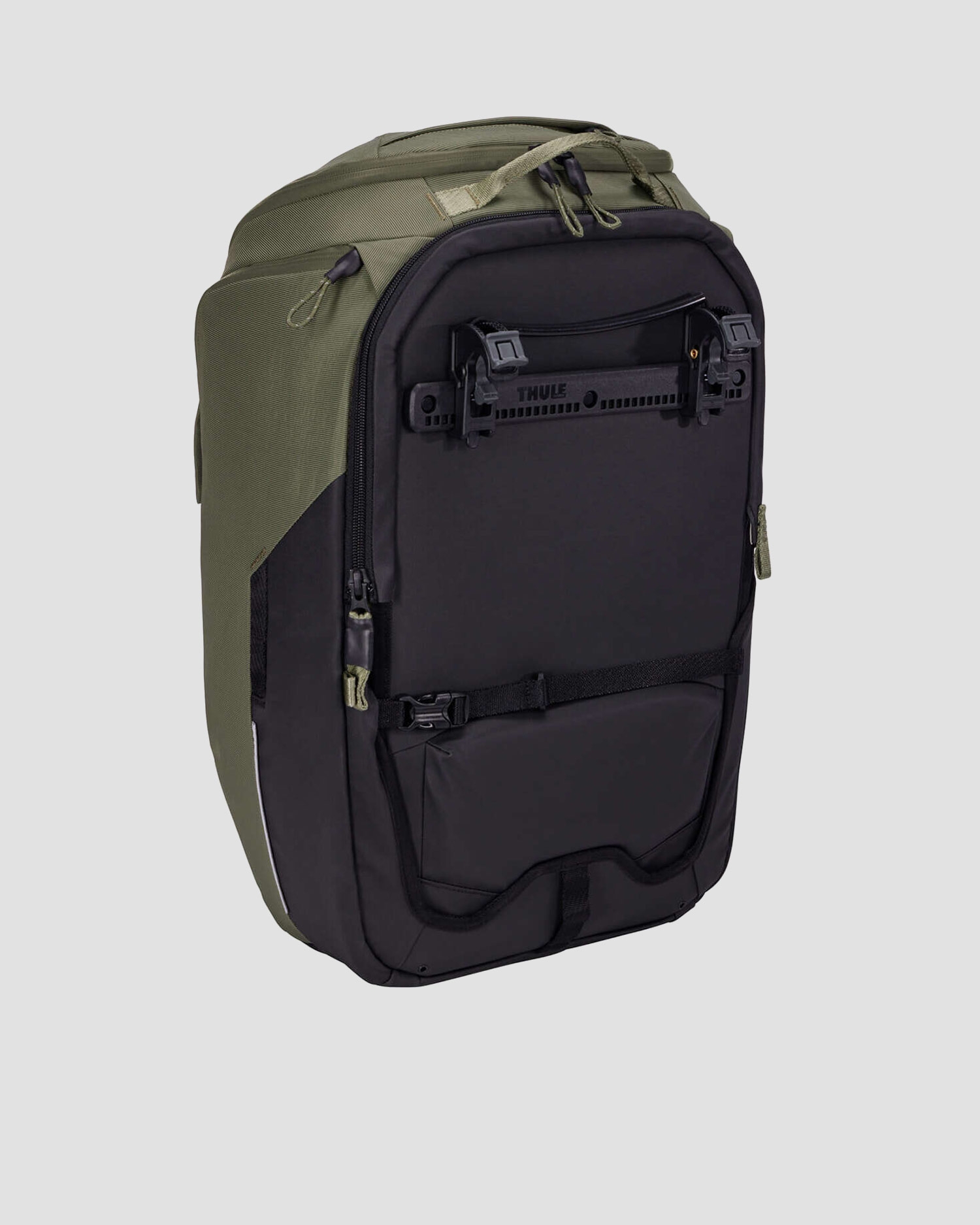 Zelená souprava zavazadel na kolo s brašnou a batohem Thule Paramount Hybrid Pannier 26L