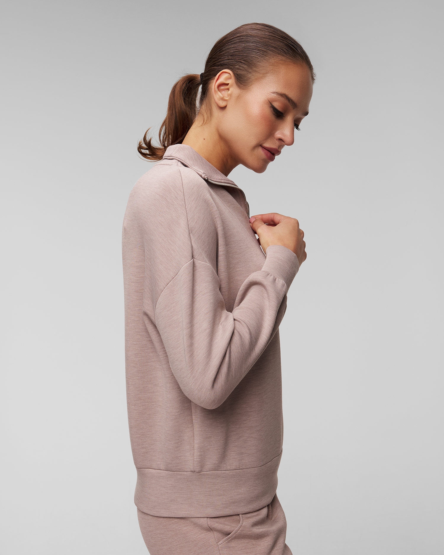 Hnědá dámská mikina Varley Hawley Half Zip Sweat