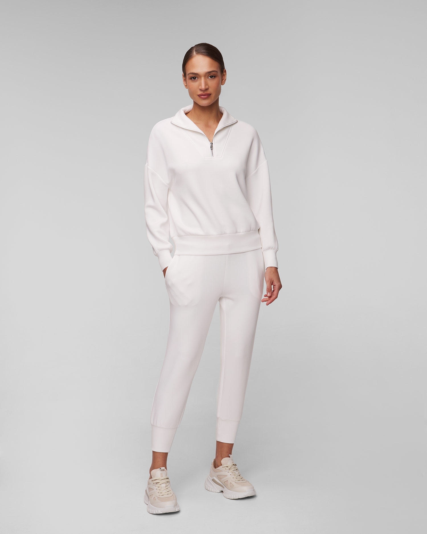 Bílá dámská mikina Varley Hawley Half Zip Sweat