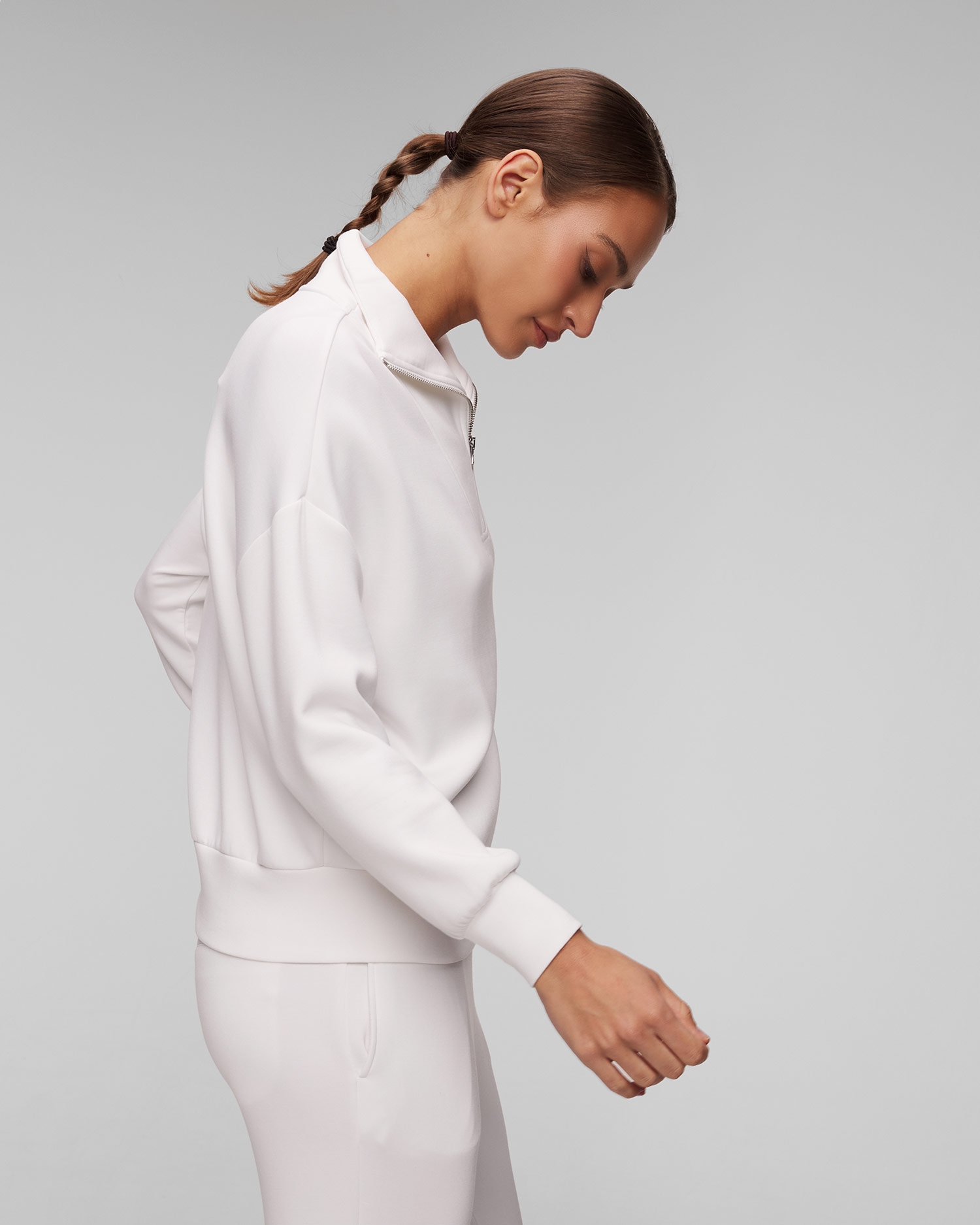 Bílá dámská mikina Varley Hawley Half Zip Sweat