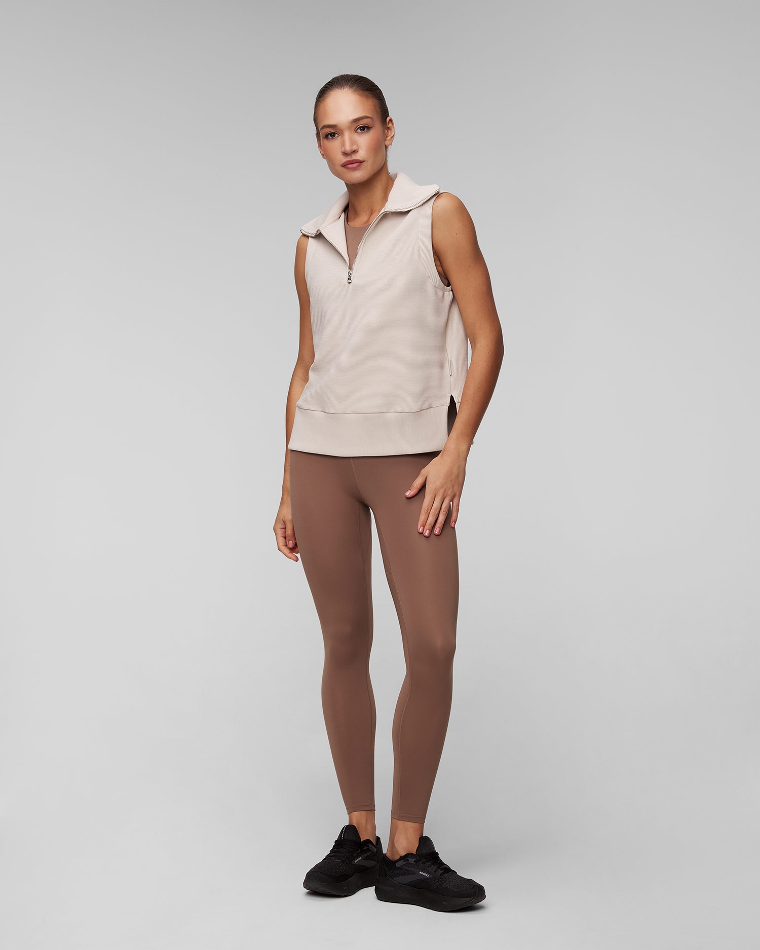 Béžový dámský top Varley Bonnie Half Zip Tank