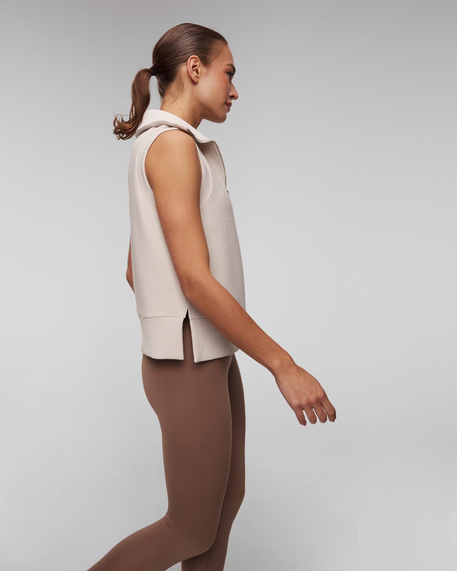 Béžový dámský top Varley Bonnie Half Zip Tank