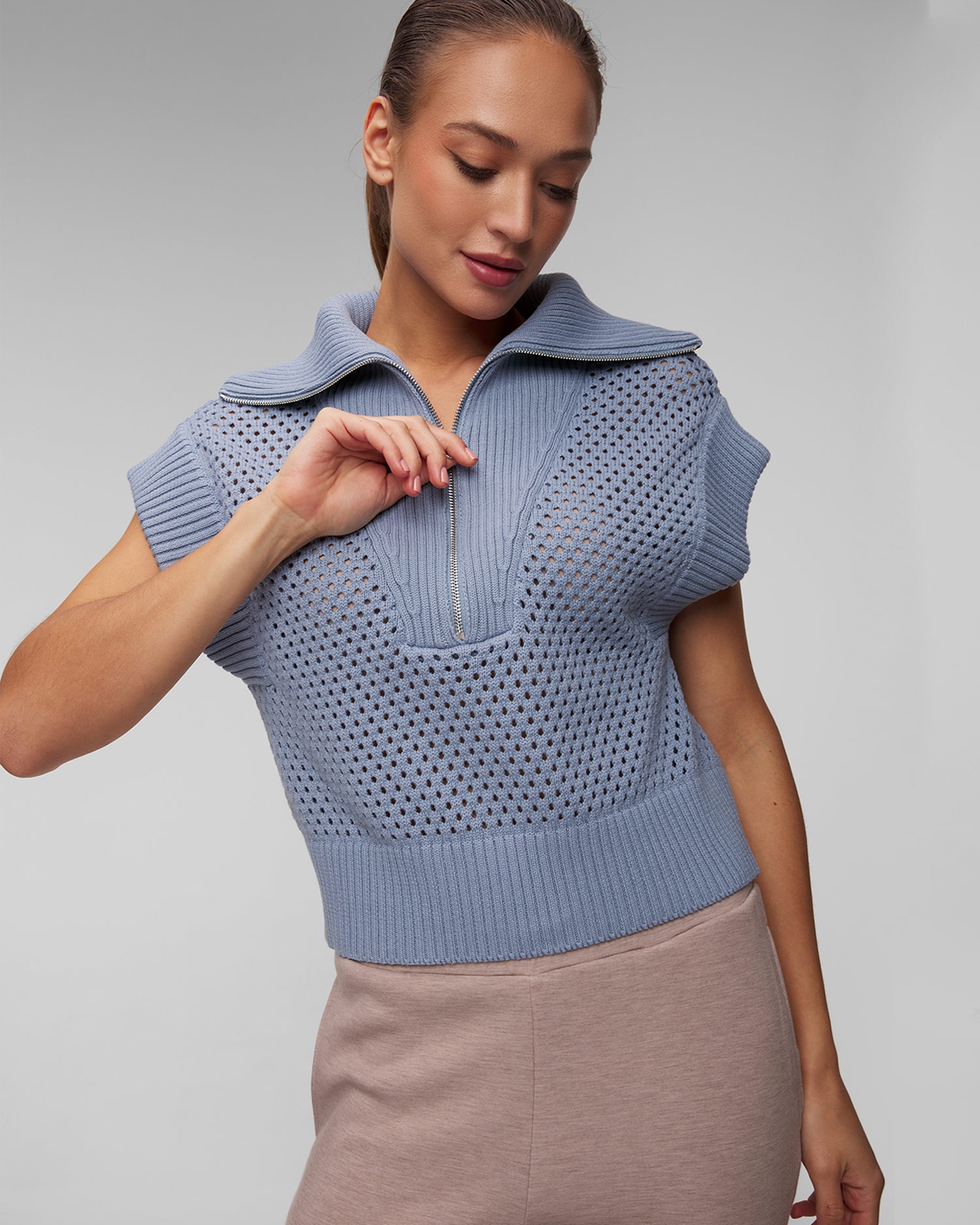 Modrá dámská mikina Varley Mila Half Zip Knit