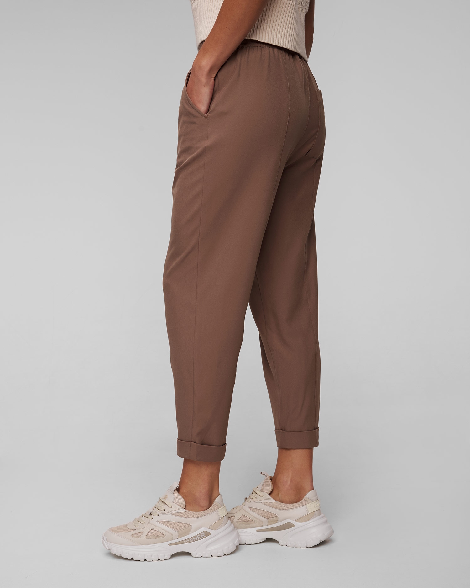 Dámské hnědé kalhoty Varley Oakland Turnup Taper Pant 25